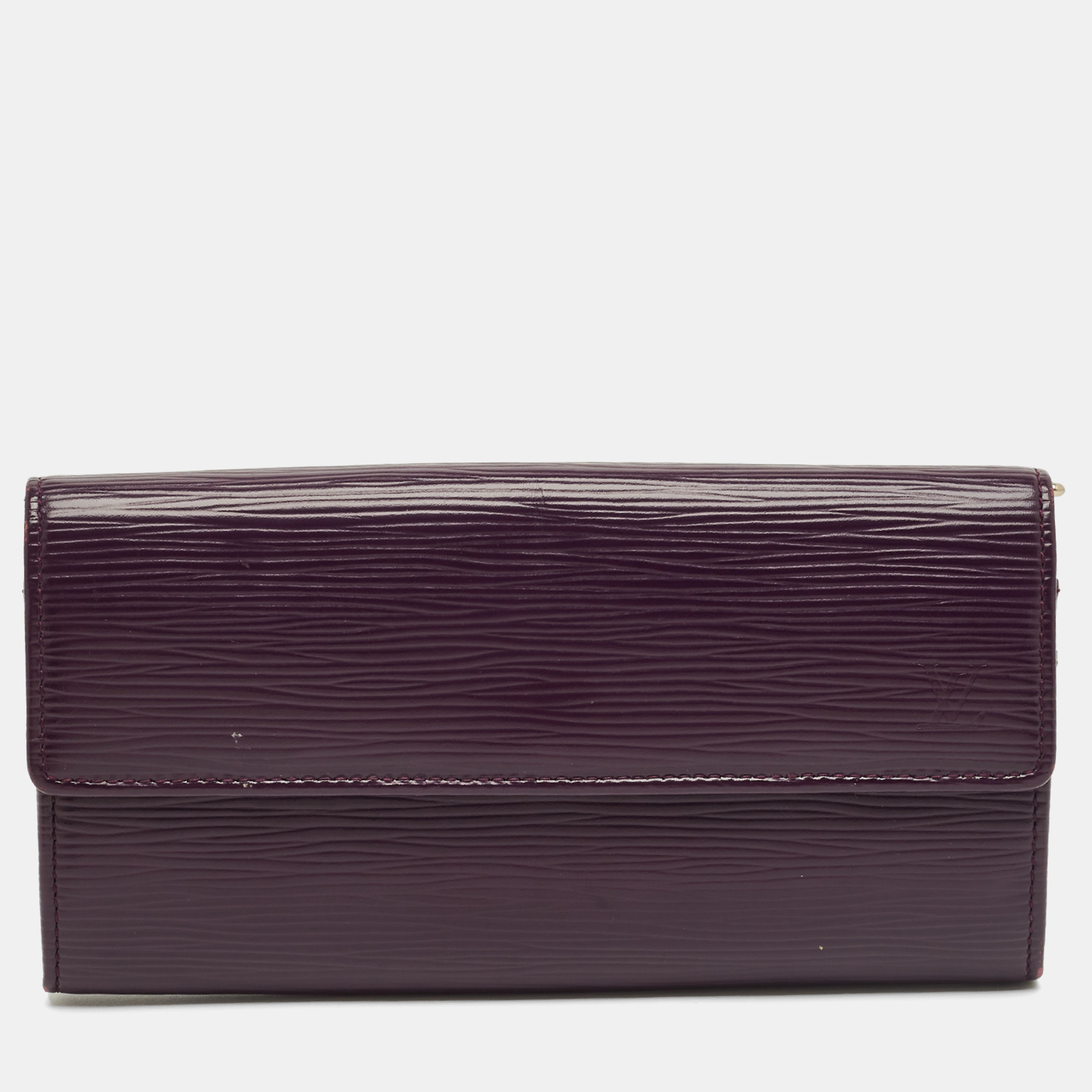Pre-owned Louis Vuitton Cassis Epi Leather Sarah Wallet In Purple