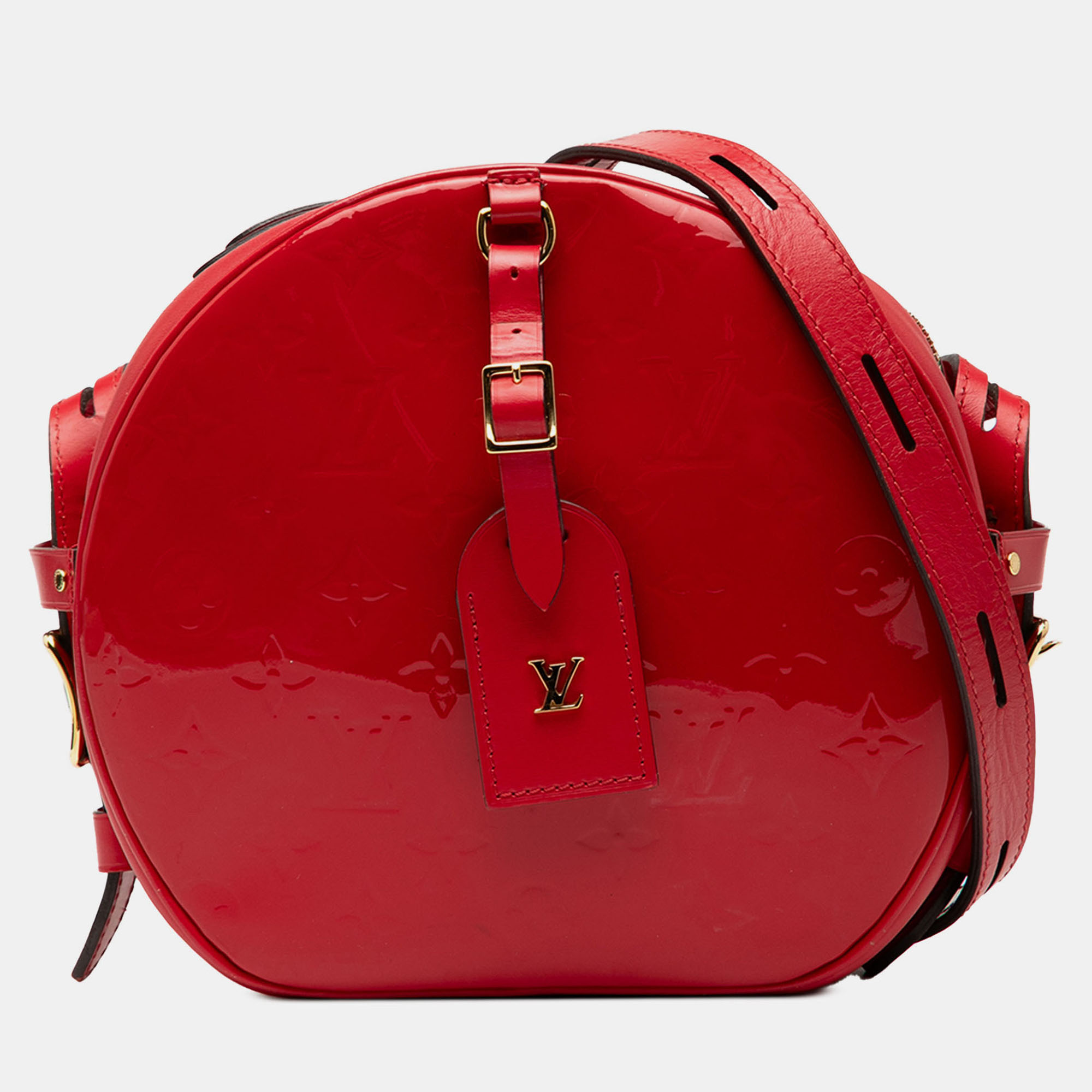 Pre-owned Louis Vuitton Red Monogram Vernis Boite Chapeau Souple Pm