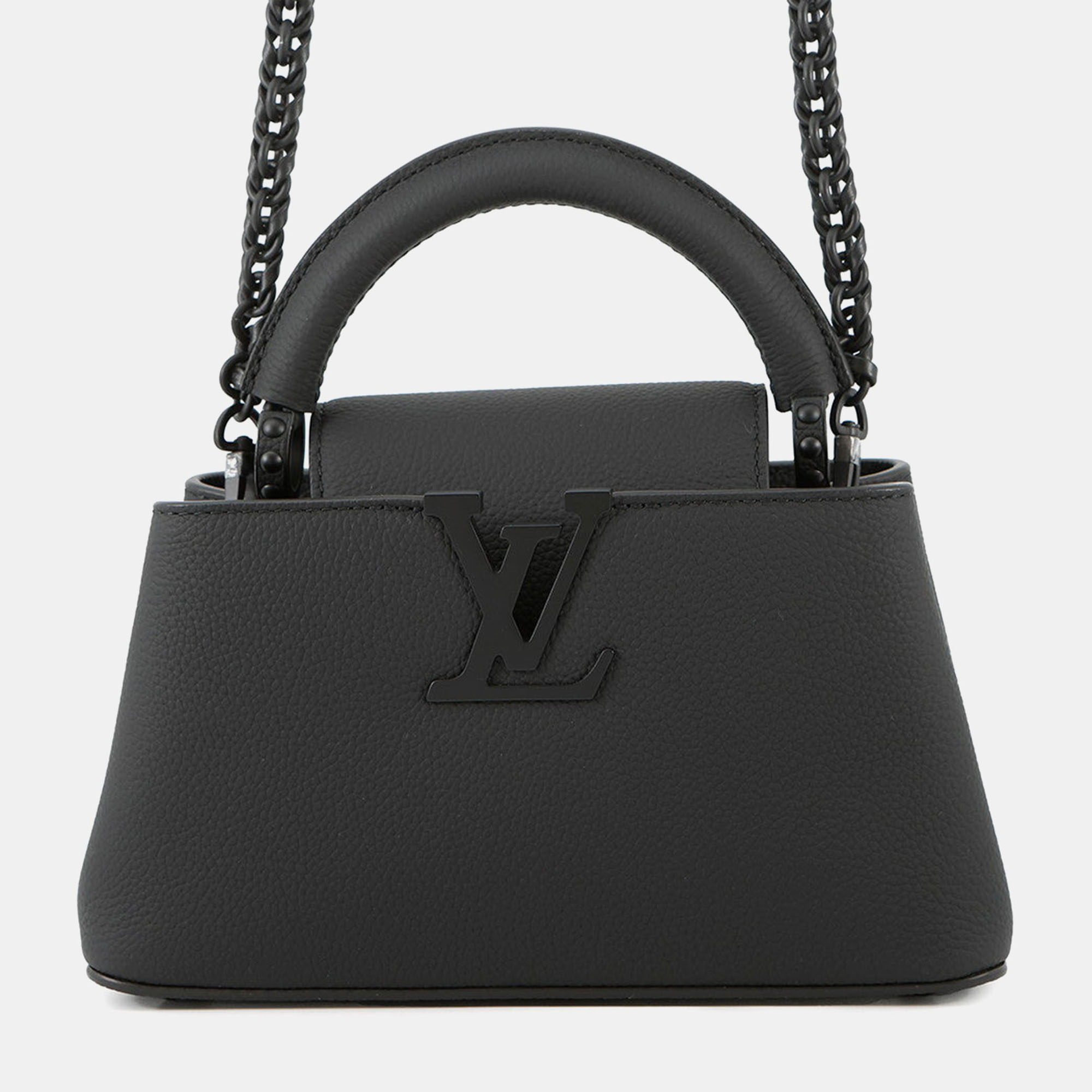 

Louis Vuitton Capucines EW Mini Black Taurillon Leather Top Handle Bag