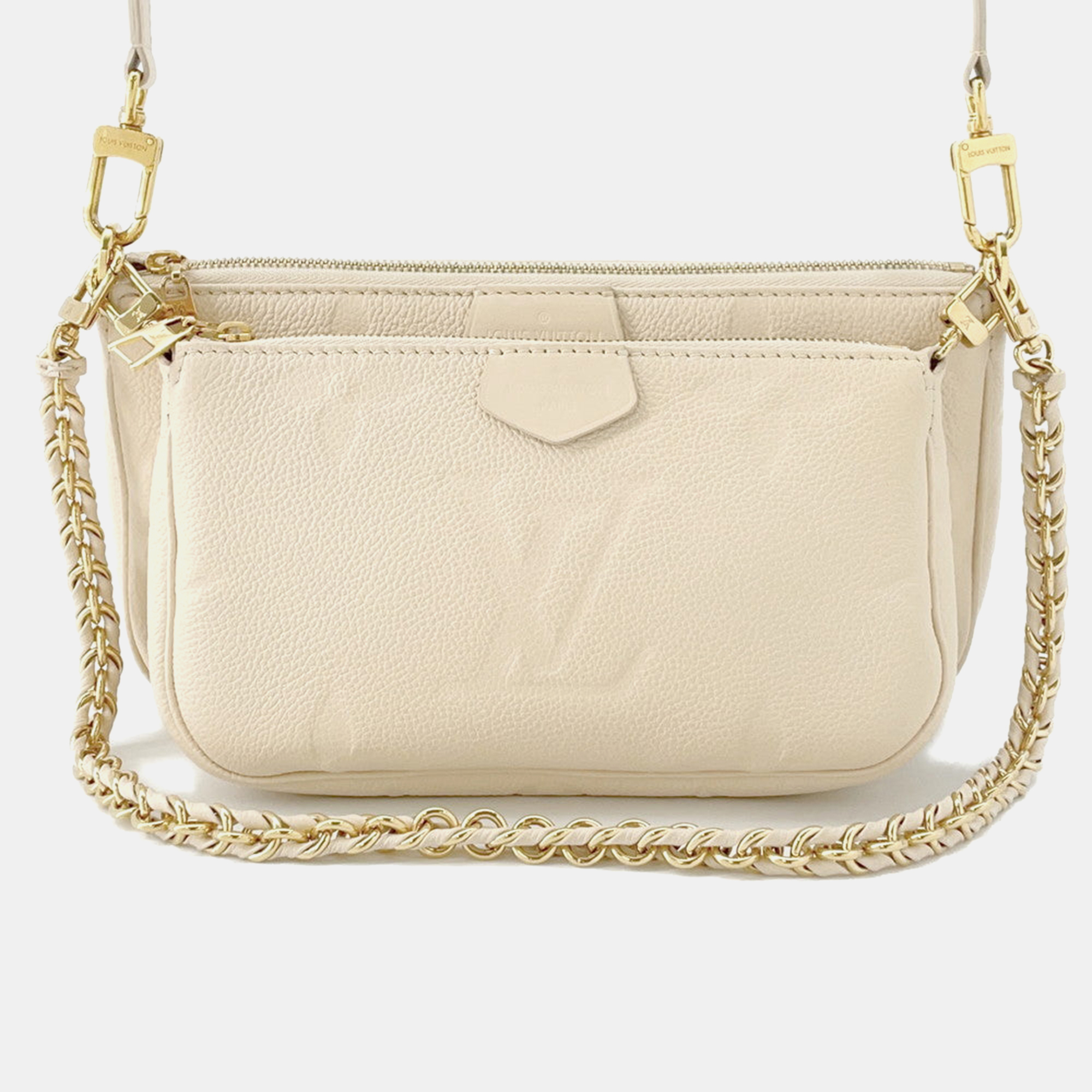 

Louis Vuitton Multi Pochette Accessoires Cream Monogram Empreinte Calfskin Leather Crossbody Bag, Beige