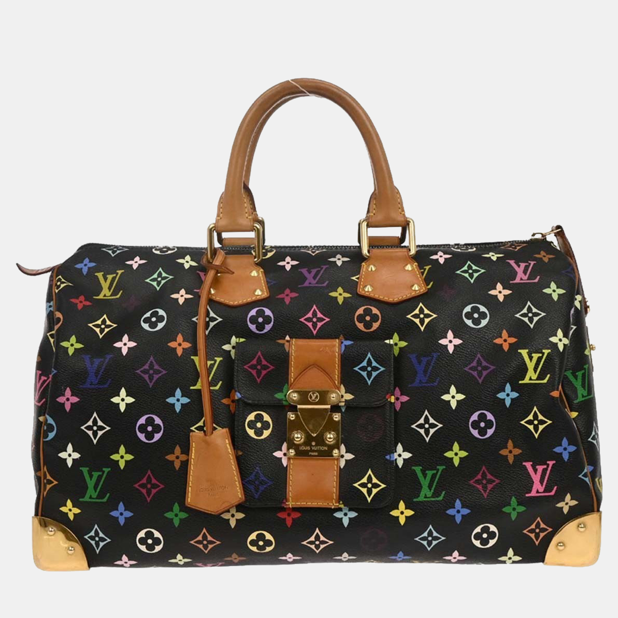 

Louis Vuitton Speedy 40 Black Multicolor Monogram Canvas Top Handle Bag