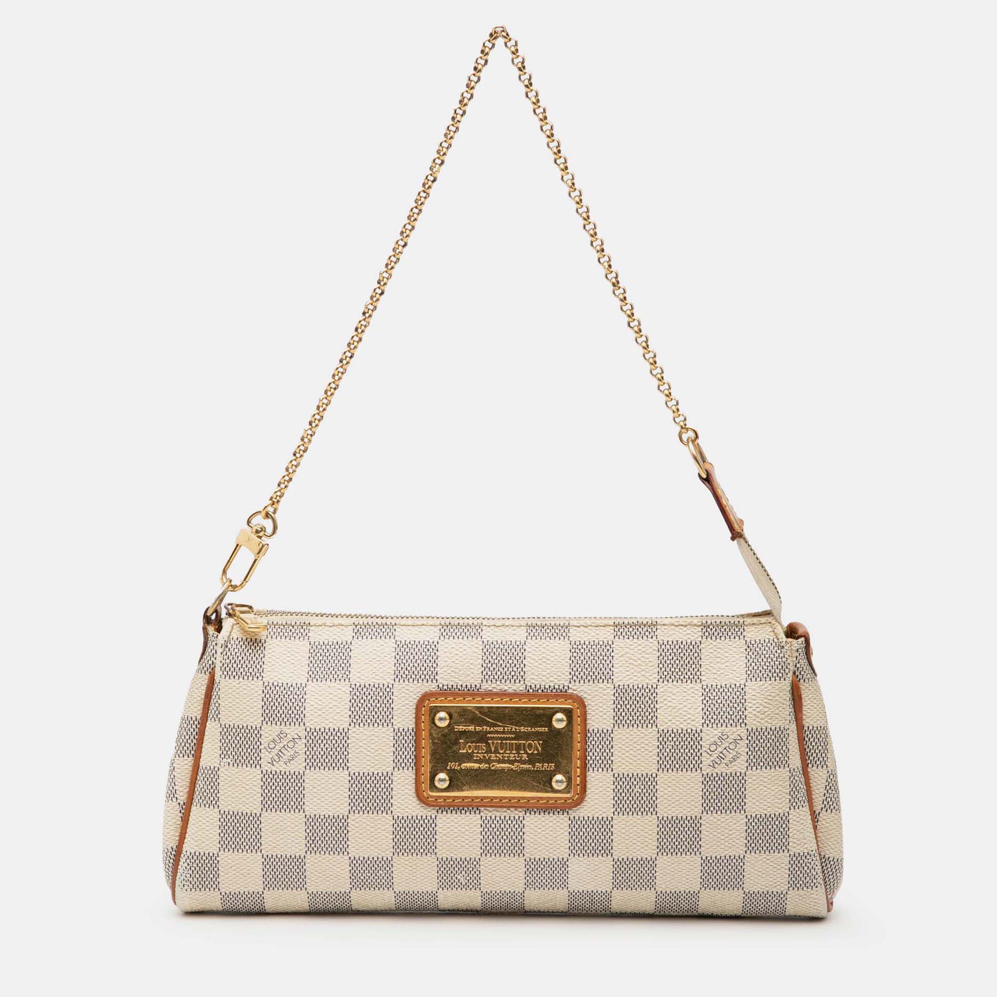 

Louis Vuitton Eva Damier Azur Canvas Clutch Bag, White