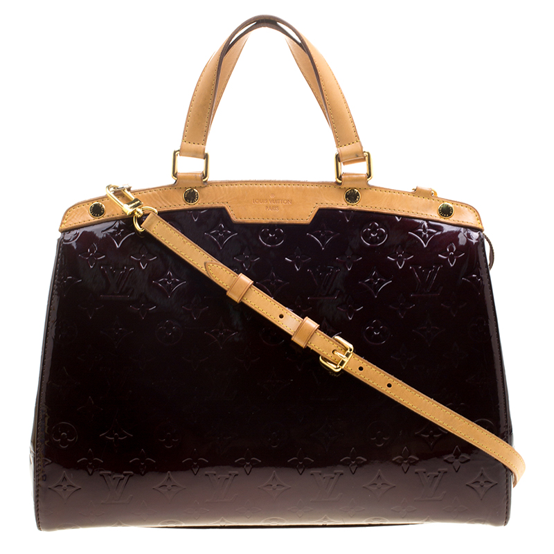 Pre Owned Louis Vuitton Amarante Monogram Vernis Brea GM Bag