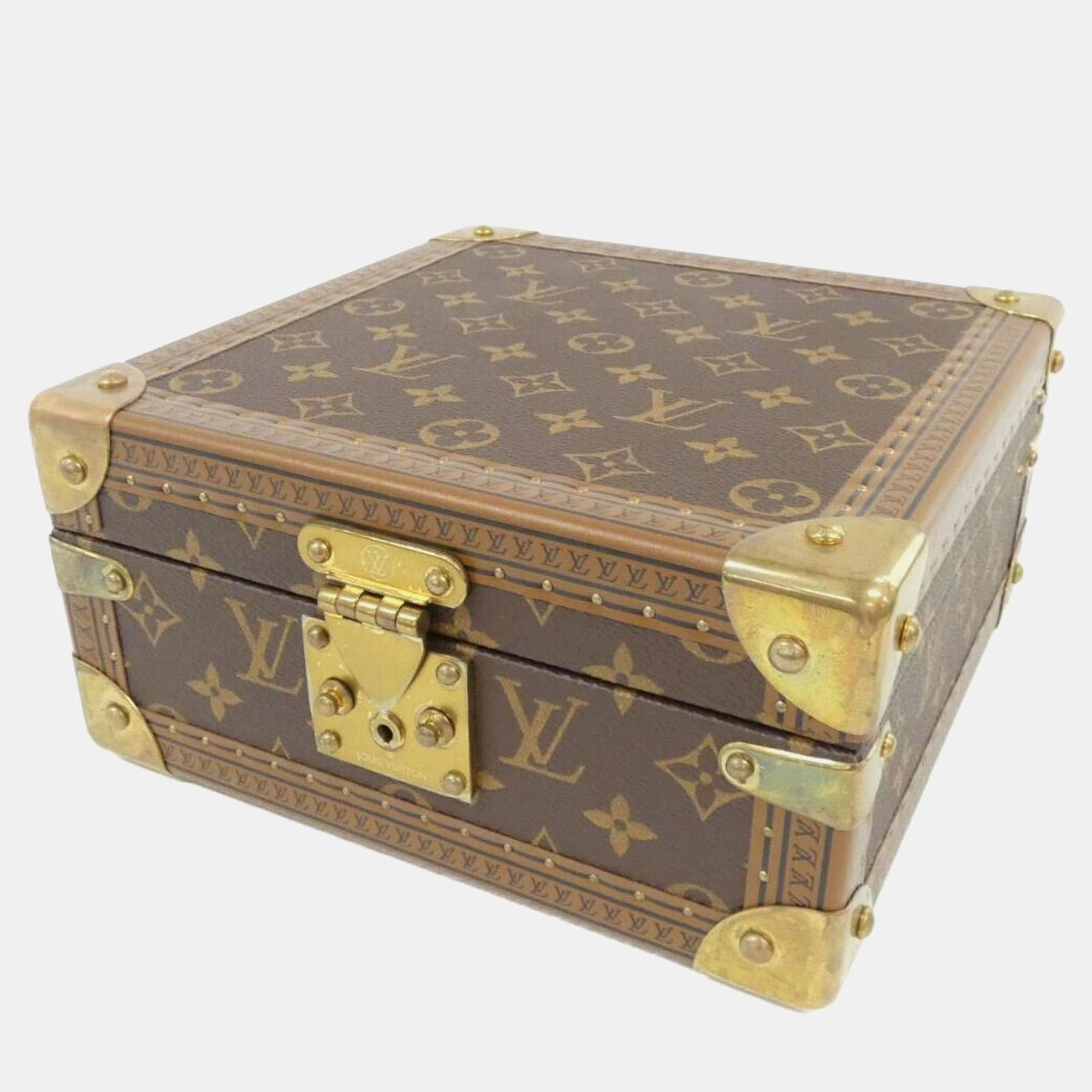 Pre-owned Louis Vuitton Monogram Coffret Jewelry Case In Brown