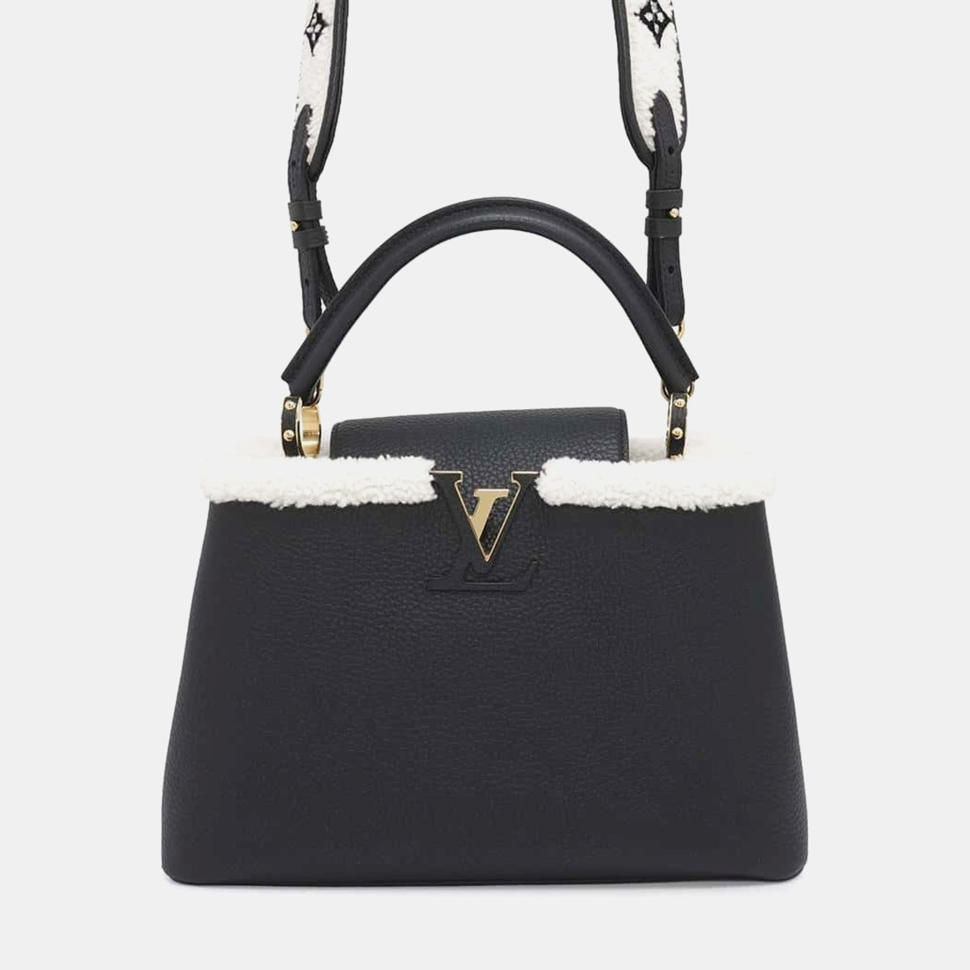 

Louis Vuitton Handbag Taurillon Leather Shearling Capucines MM Black
