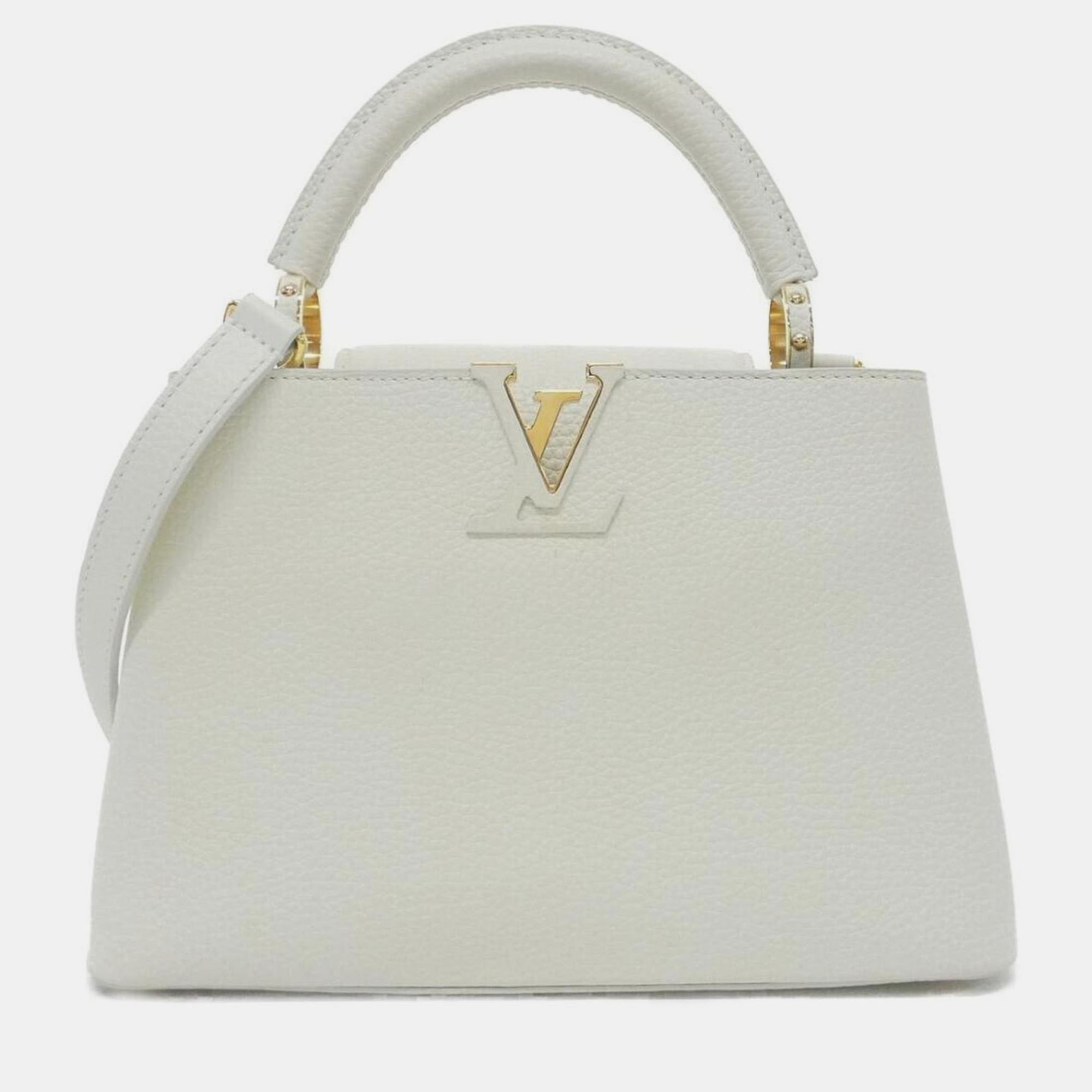 

Louis Vuitton Capucines BB Taurillon Leather Top Handle Bag, White