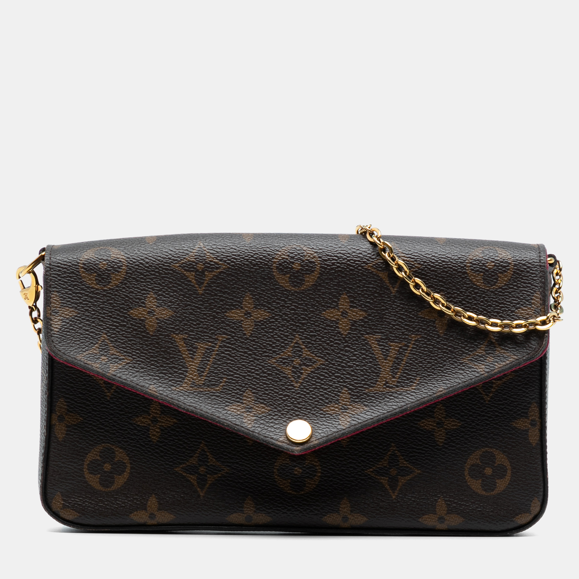 

Louis Vuitton Monogram Brown Monogram Coated Canvas Pochette Felicie Wallet on Chain Bag