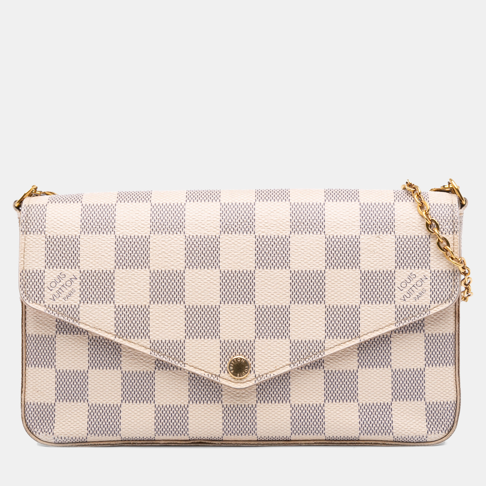 

Louis Vuitton Pochette Felicie Blue, White Damier Azur Canvas Wallet on Chain Bag