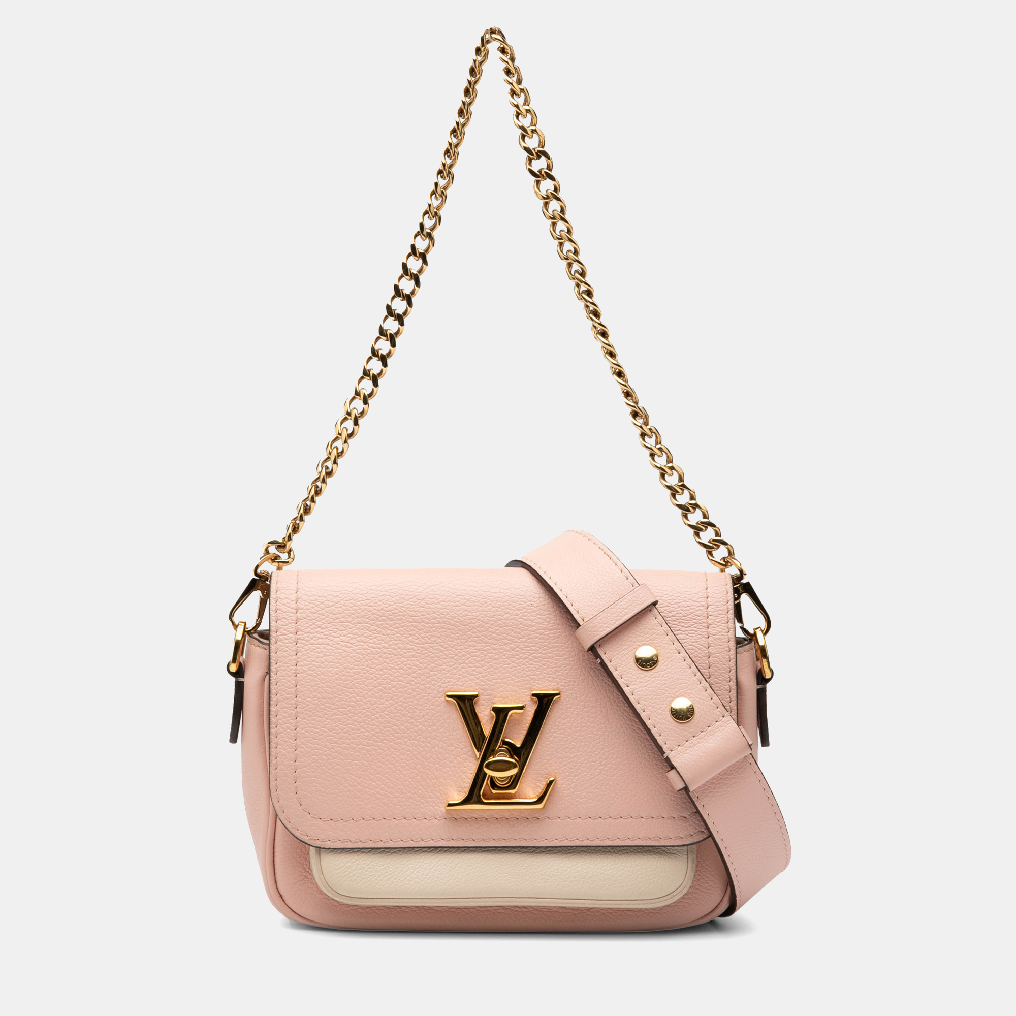 

Louis Vuitton Lockme Tender Grained Calfskin Leather Crossbody Bag, Pink
