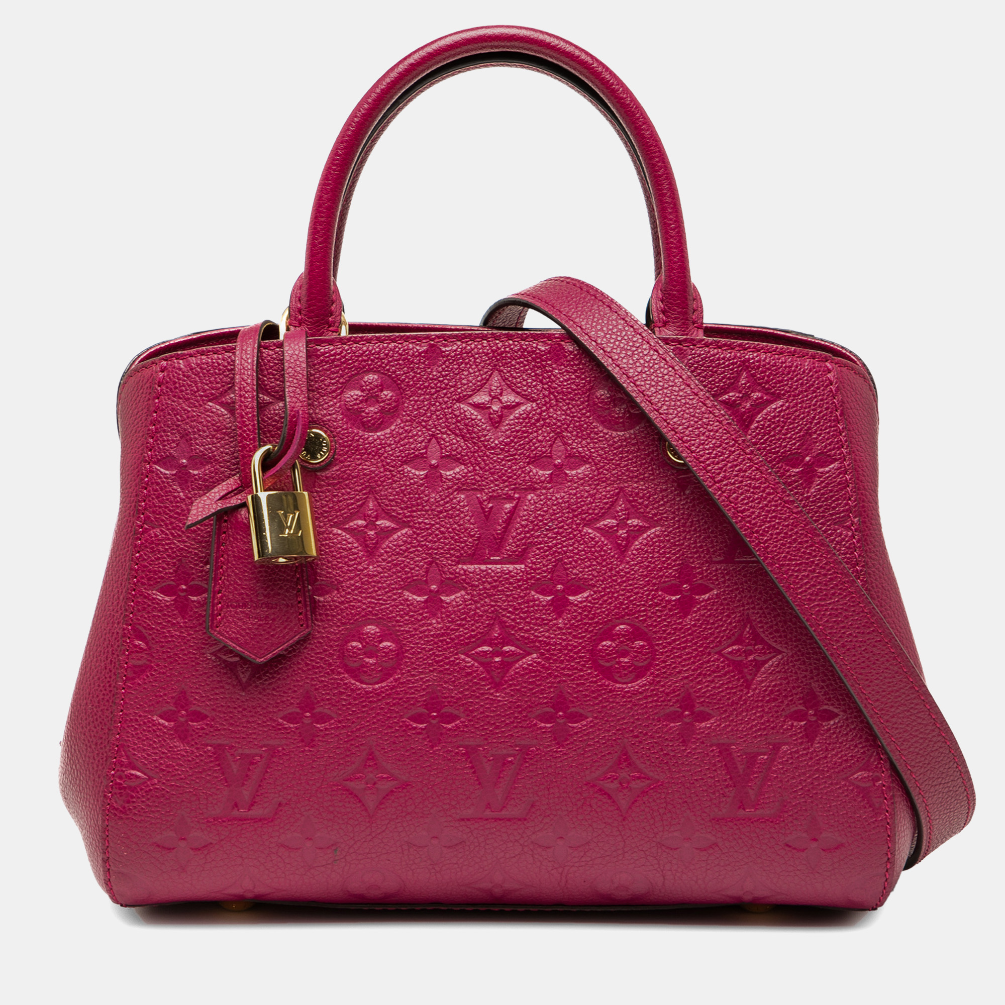

Louis Vuitton Montaigne BB Monogram Empreinte Leather Top Handle Bag, Purple