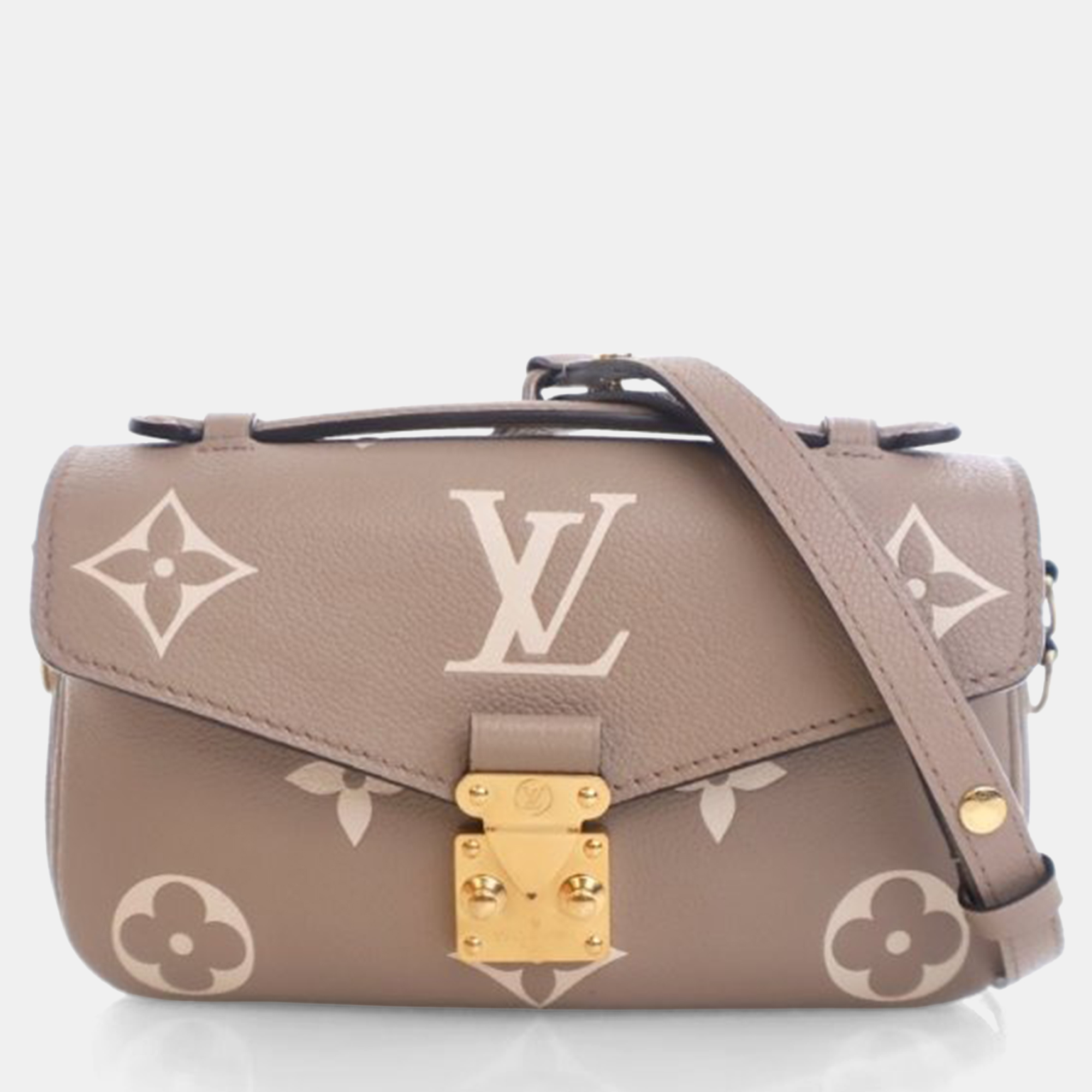 

Louis Vuitton Pochette Metis East West Giant Monogram Empreinte Leather Crossbody Bag, Beige