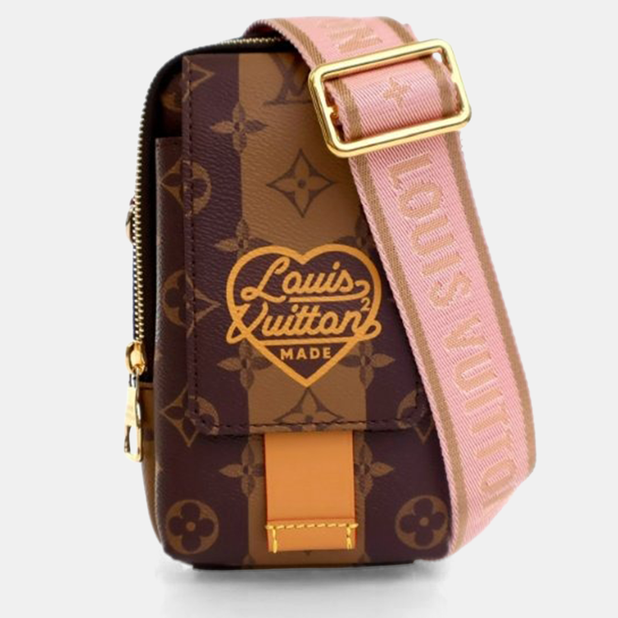 Pre-owned Louis Vuitton X Nigo Reverse Monogram Flat Double Phone Pouch In Brown