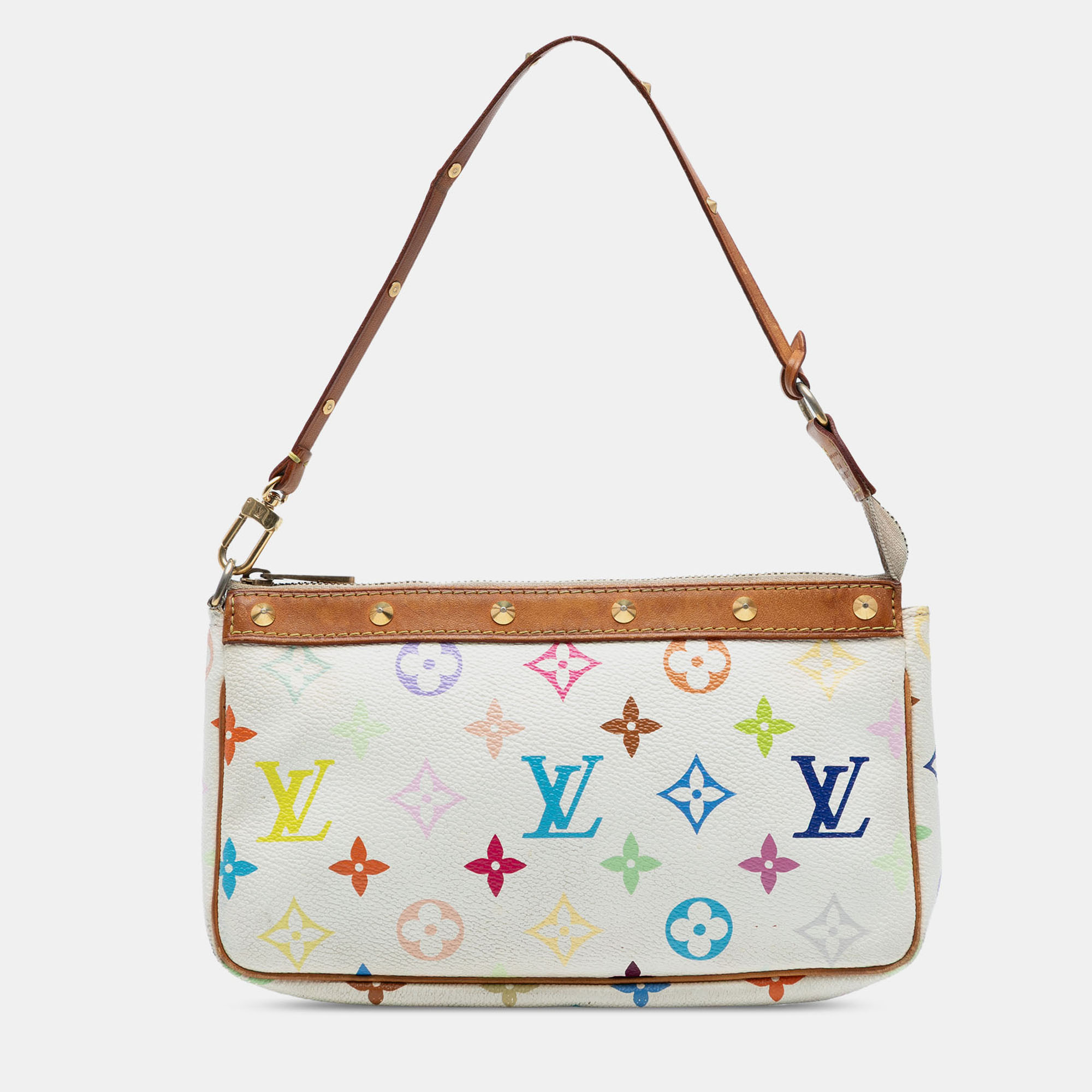 

Louis Vuitton Pochette Accessoires Multicolor Monogram Canvas Shoulder Bag, White