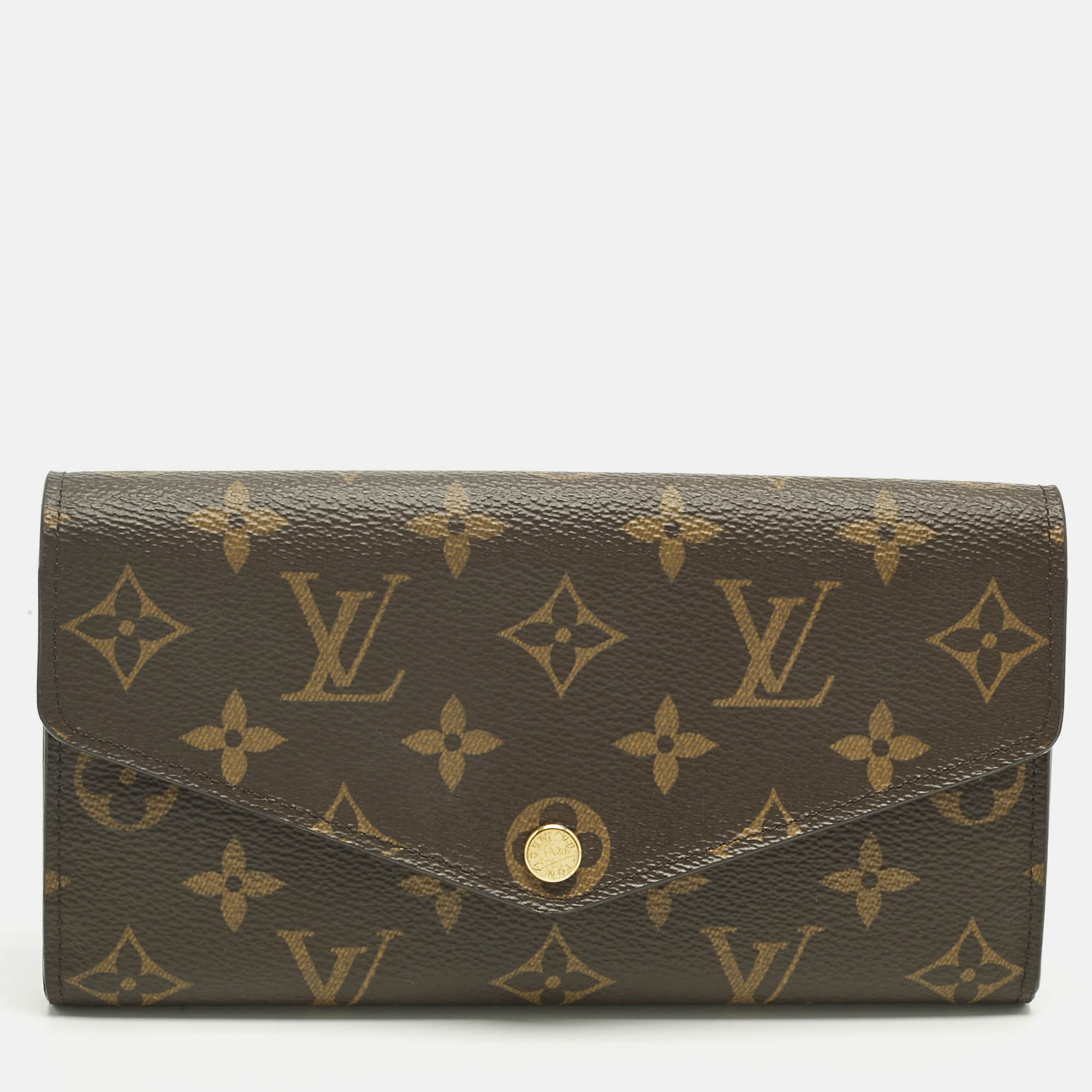 Pre-owned Louis Vuitton Monogram Canvas Sarah Wallet In Brown
