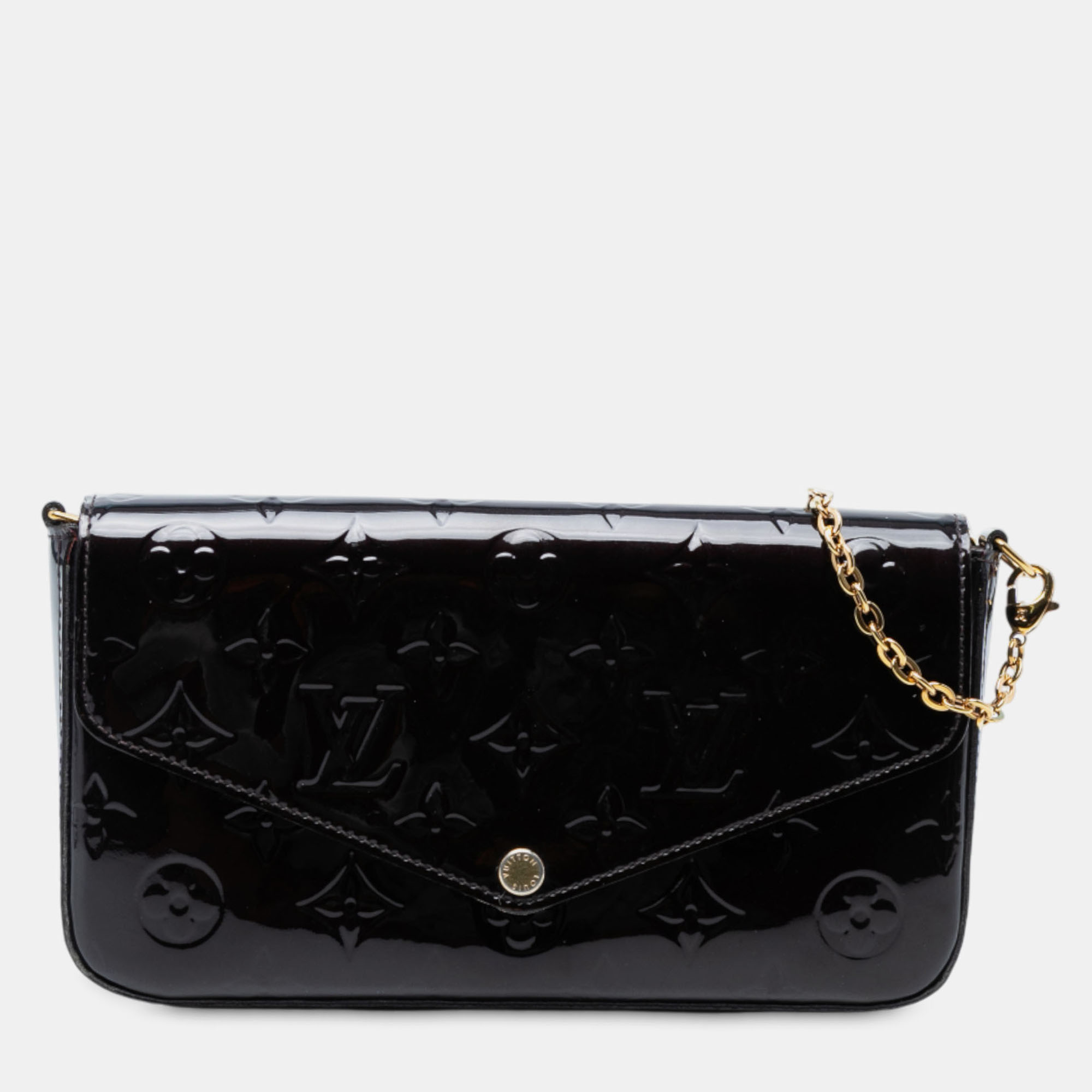 

Louis Vuitton Pochette Felicie Monogram Vernis Patent Leather Wallet on Chain, Purple