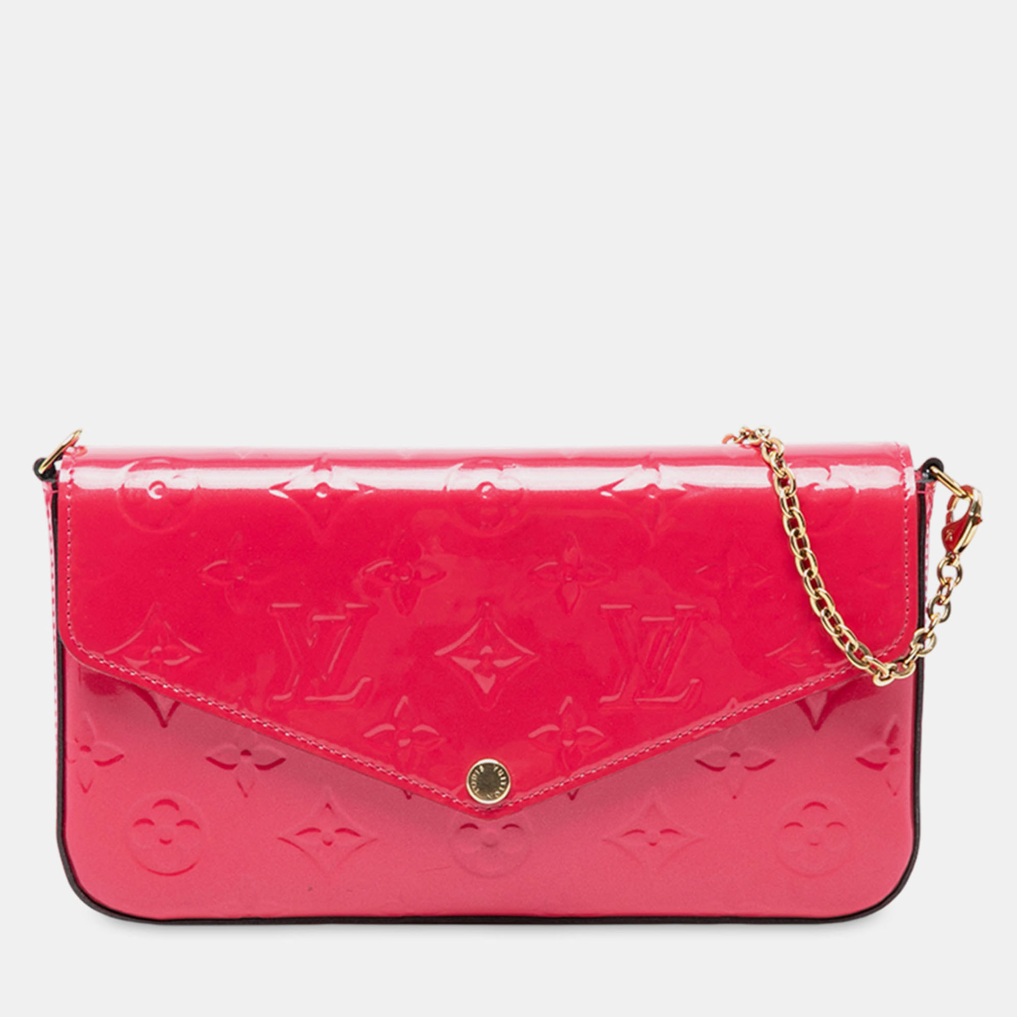 

Louis Vuitton Pochette Felicie Monogram Vernis Patent Leather Wallet on Chain, Pink