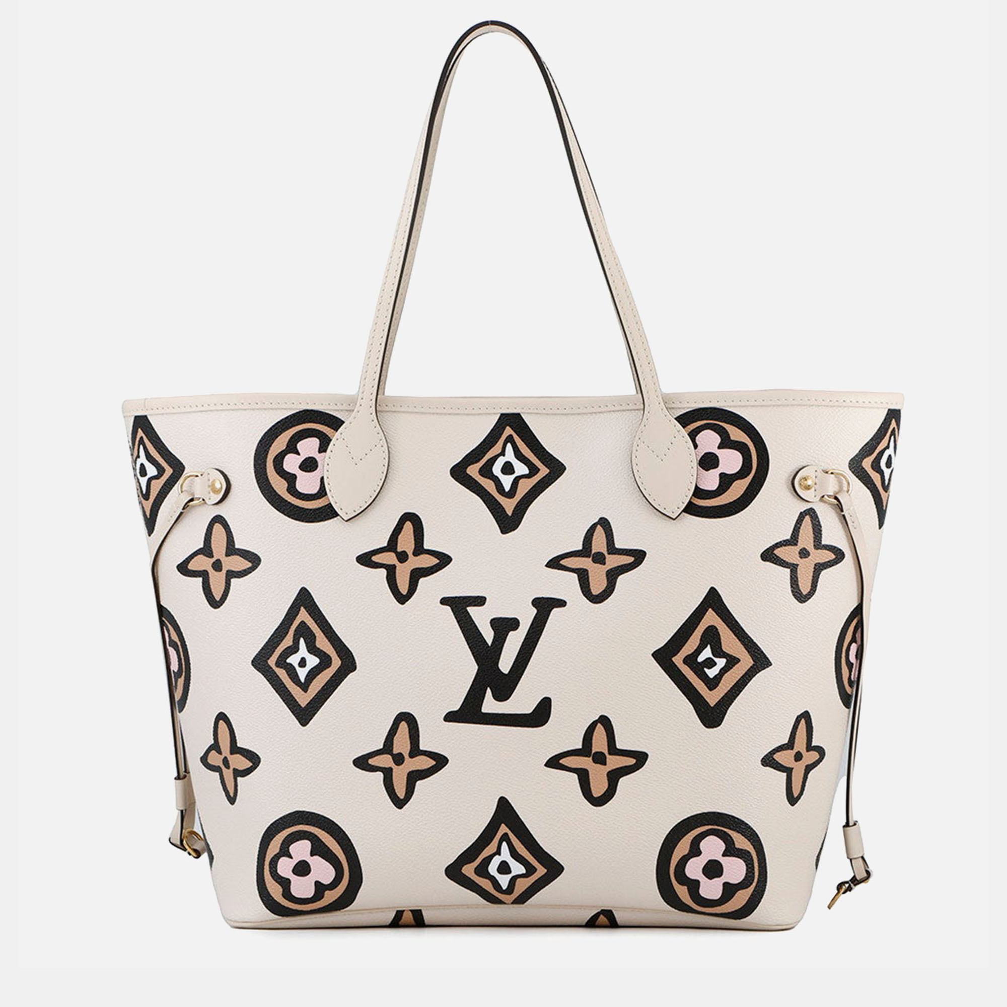 

Louis Vuitton Neverfull MM Wild At Heart Monogram Canvas Tote Bag, Cream