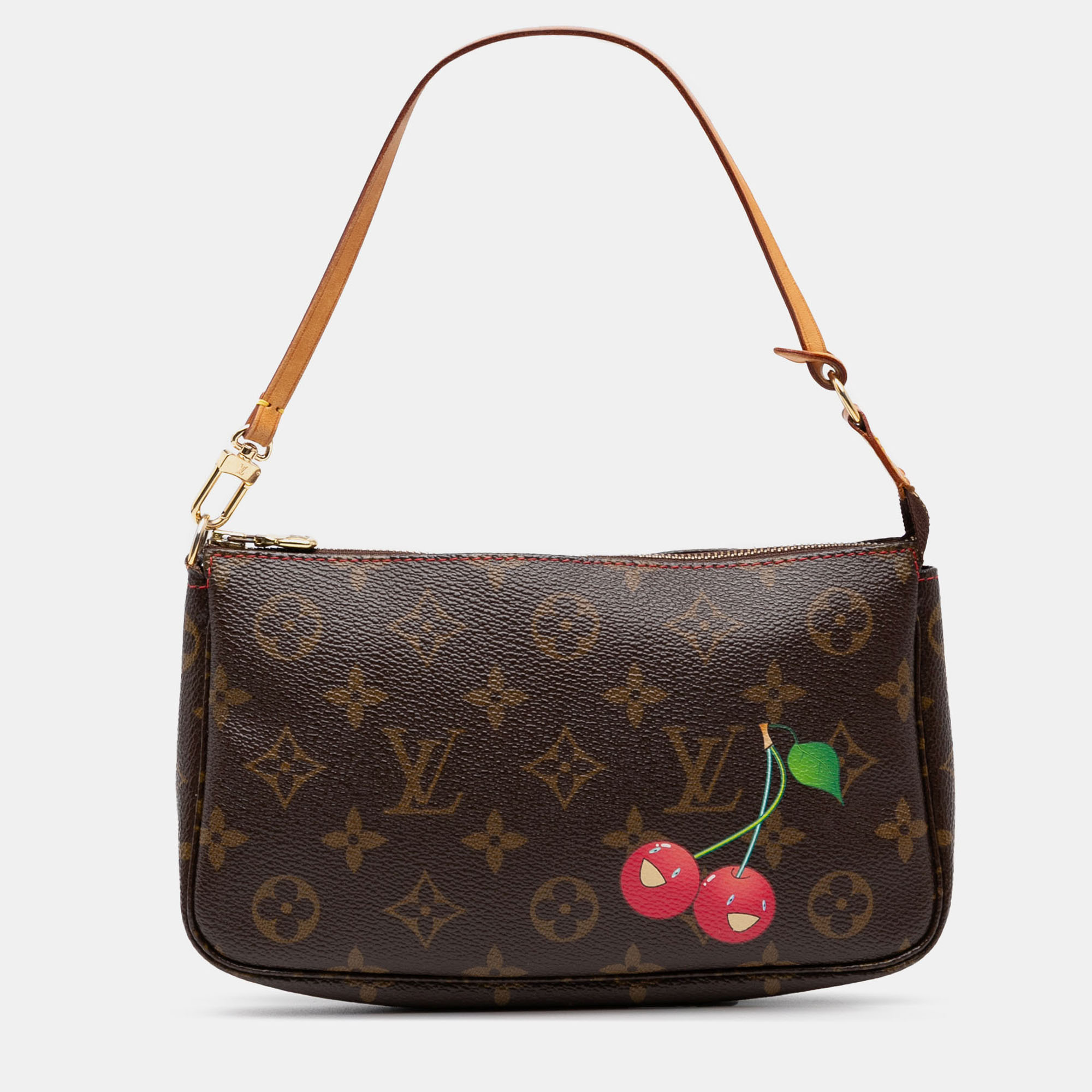 

Louis Vuitton Monogram Cherry Pochette Accessoires Brown Red Green Canvas Shoulder Bag