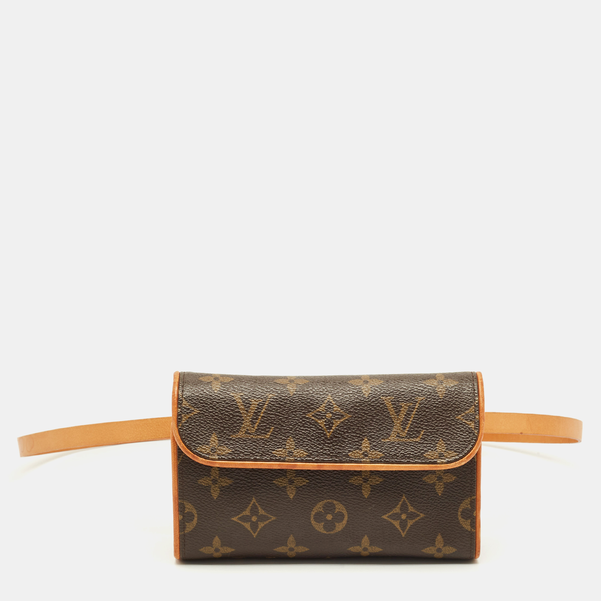 Pre-owned Louis Vuitton Monogram Canvas Pochette Florentine Belt Bag In Brown