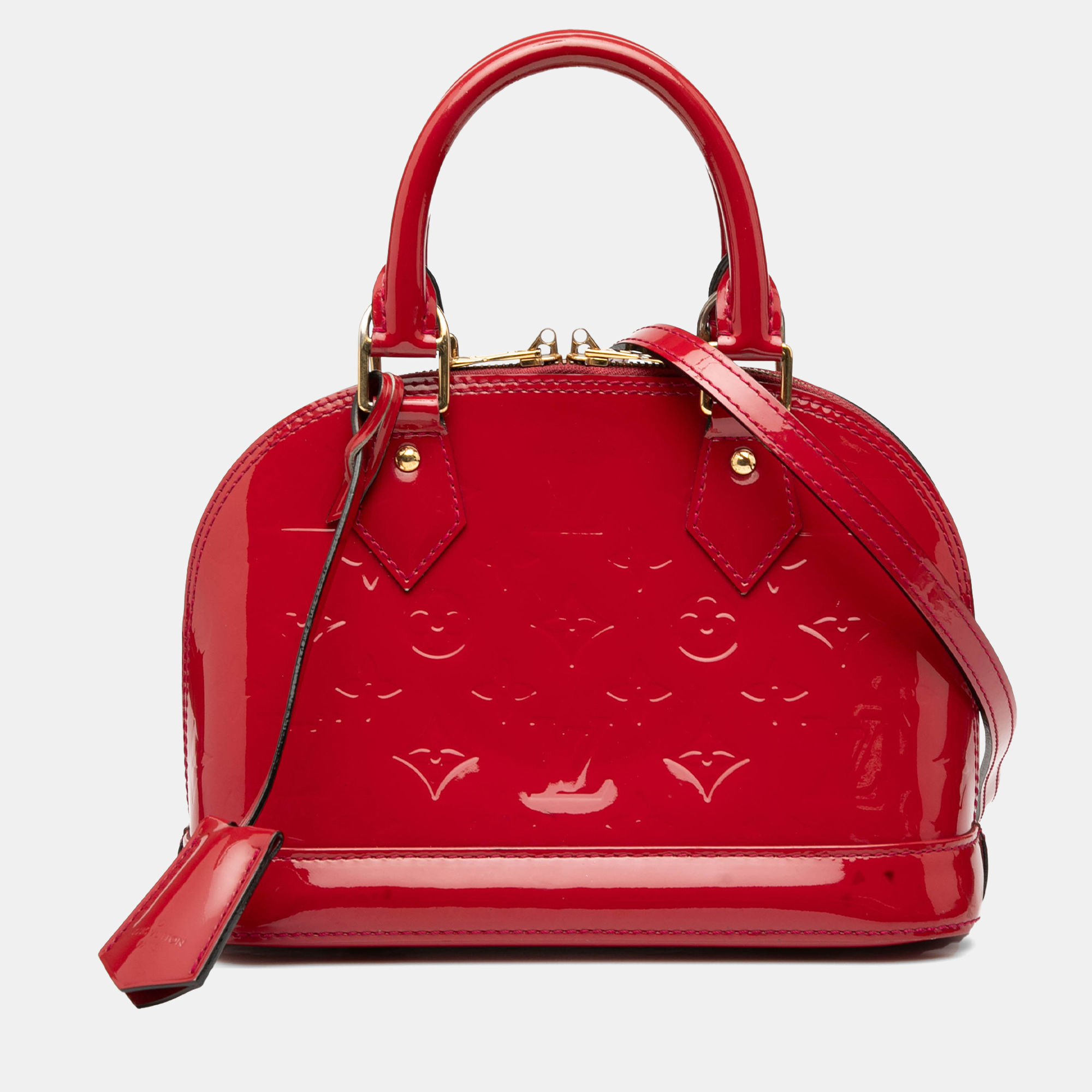 

Louis Vuitton Alma BB Monogram Vernis Patent Leather Top Handle Bag, Red