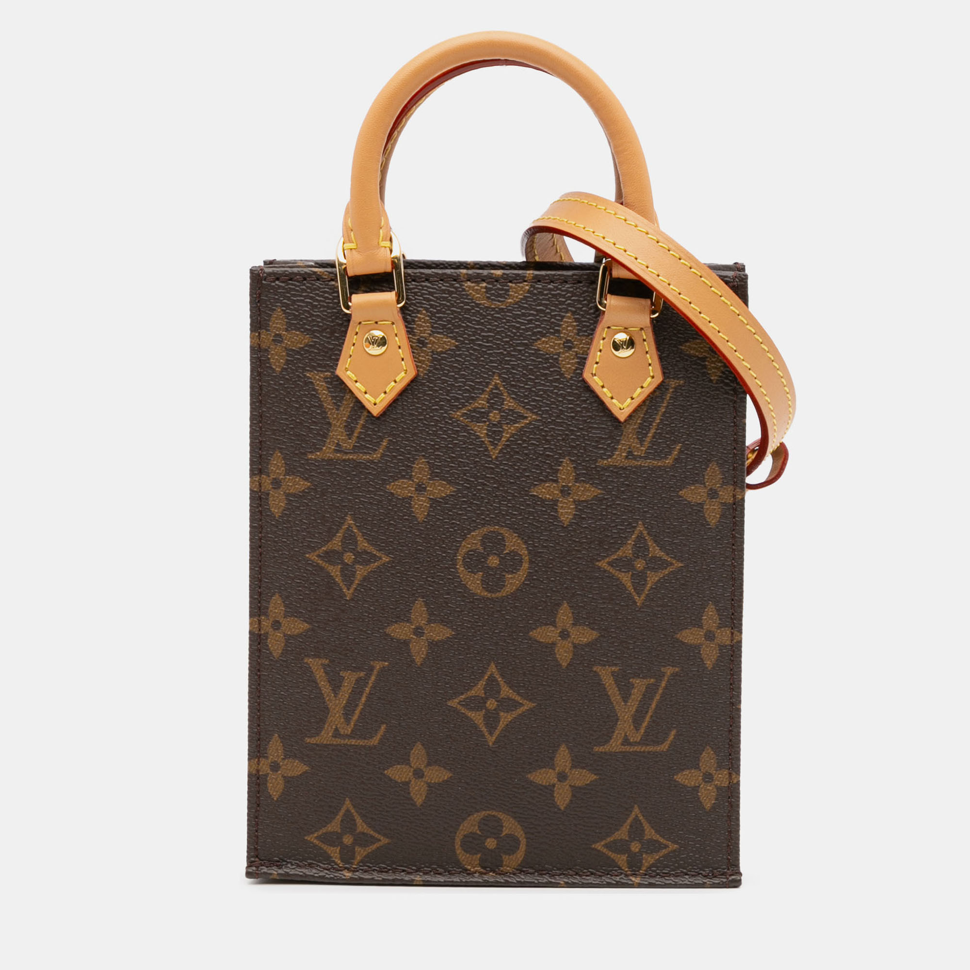 

Louis Vuitton Petit Sac Plat Monogram Canvas Mini Bag, Brown