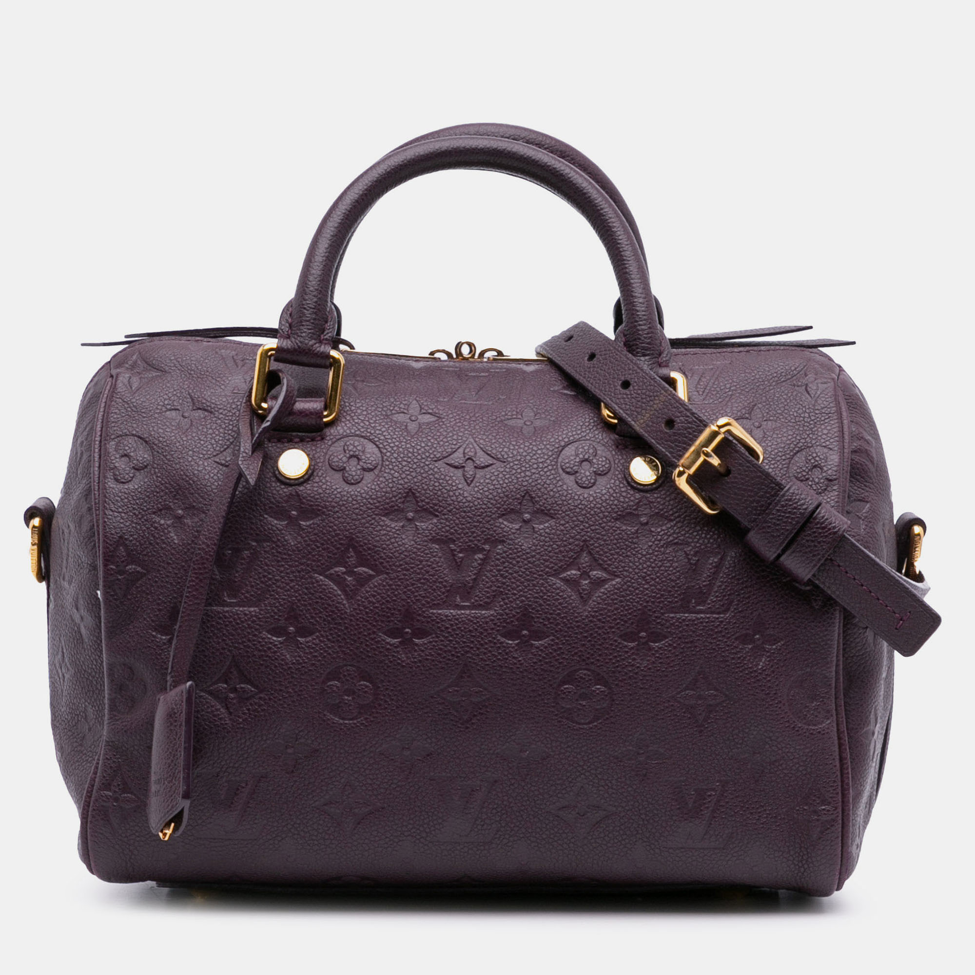 

Louis Vuitton Speedy Bandouliere 25 Monogram Empreinte Leather Top Handle Bag, Purple