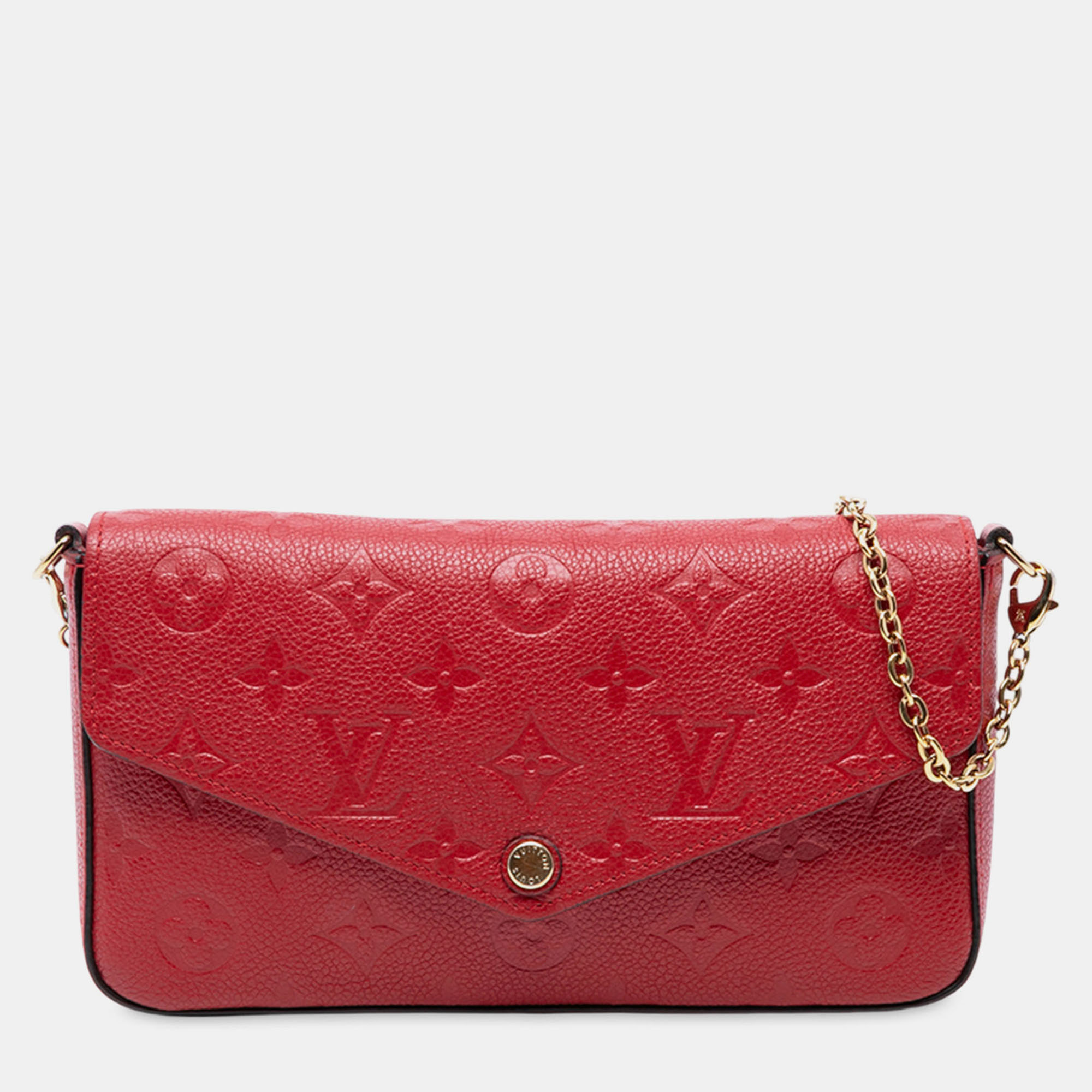 

Louis Vuitton Pochette Felicie Monogram Empreinte Leather Wallet on Chain, Red