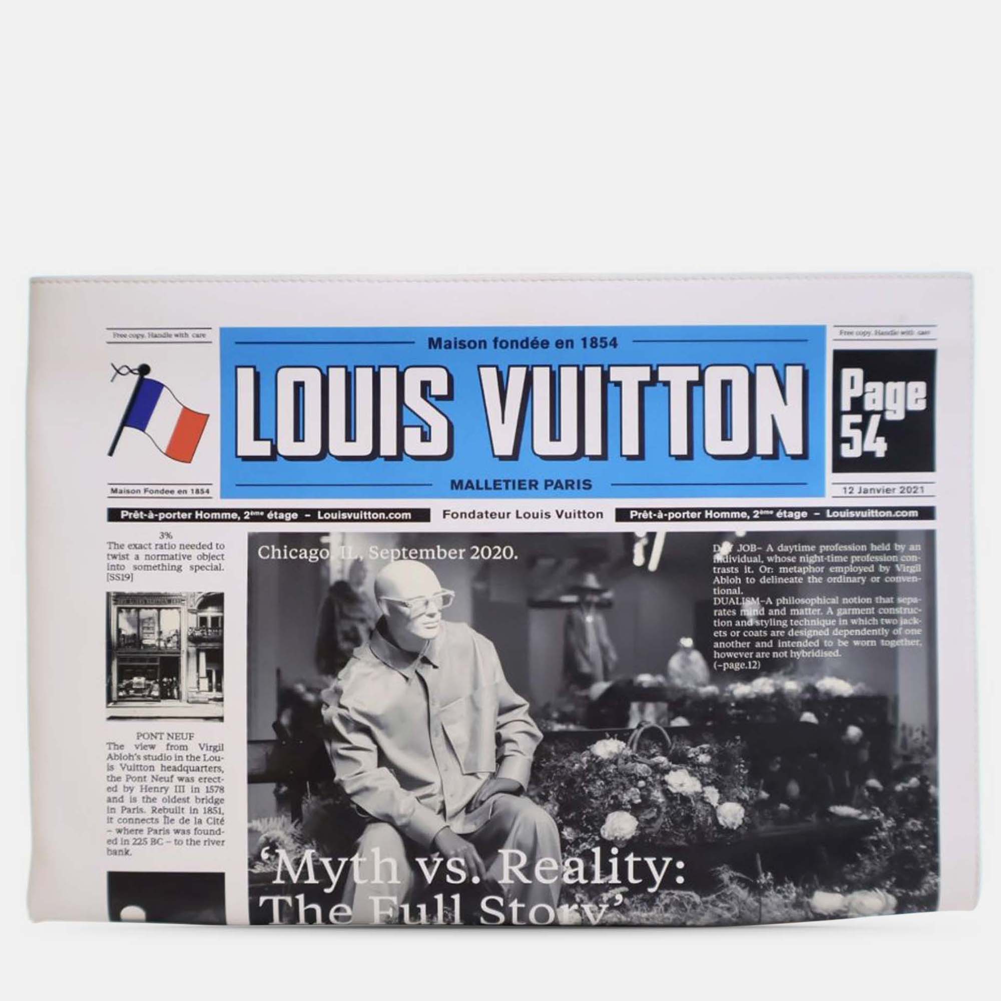 

Louis Vuitton White Leather Everyday LV Newspaper Pouch