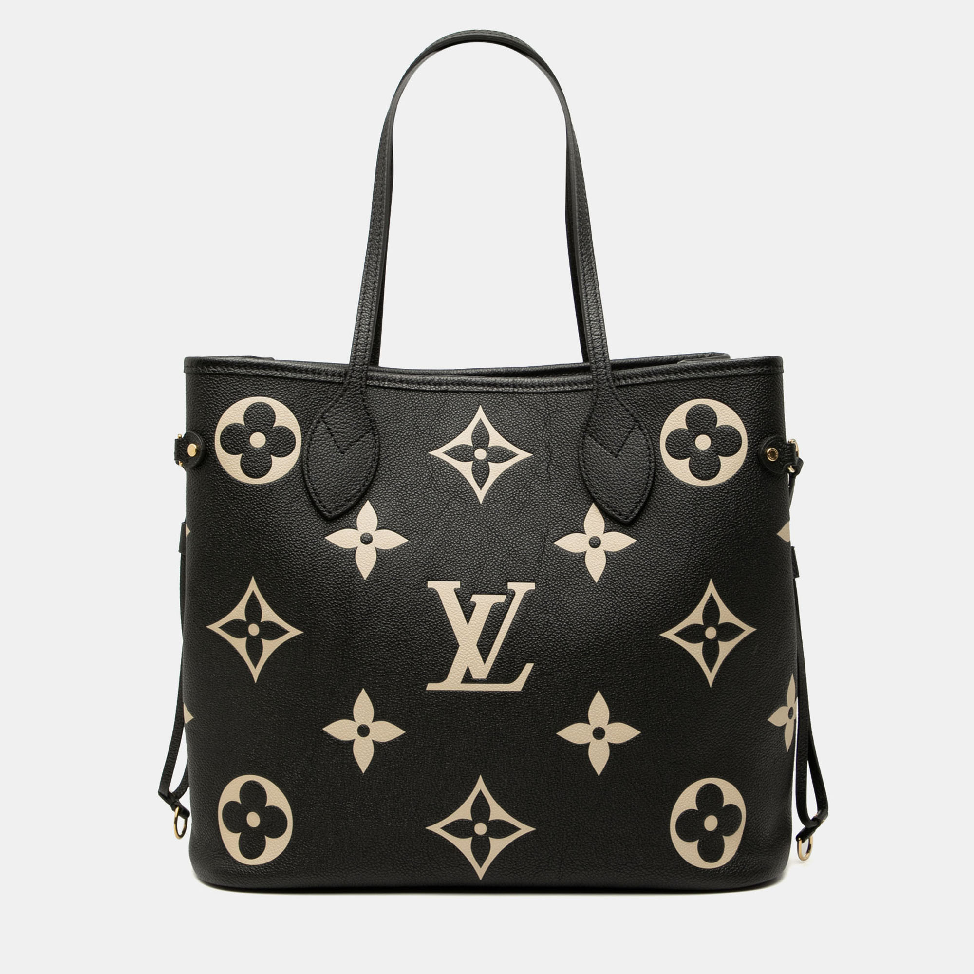 

Louis Vuitton Neverfull MM Bicolor Giant Monogram Empreinte Leather Tote Bag, Black