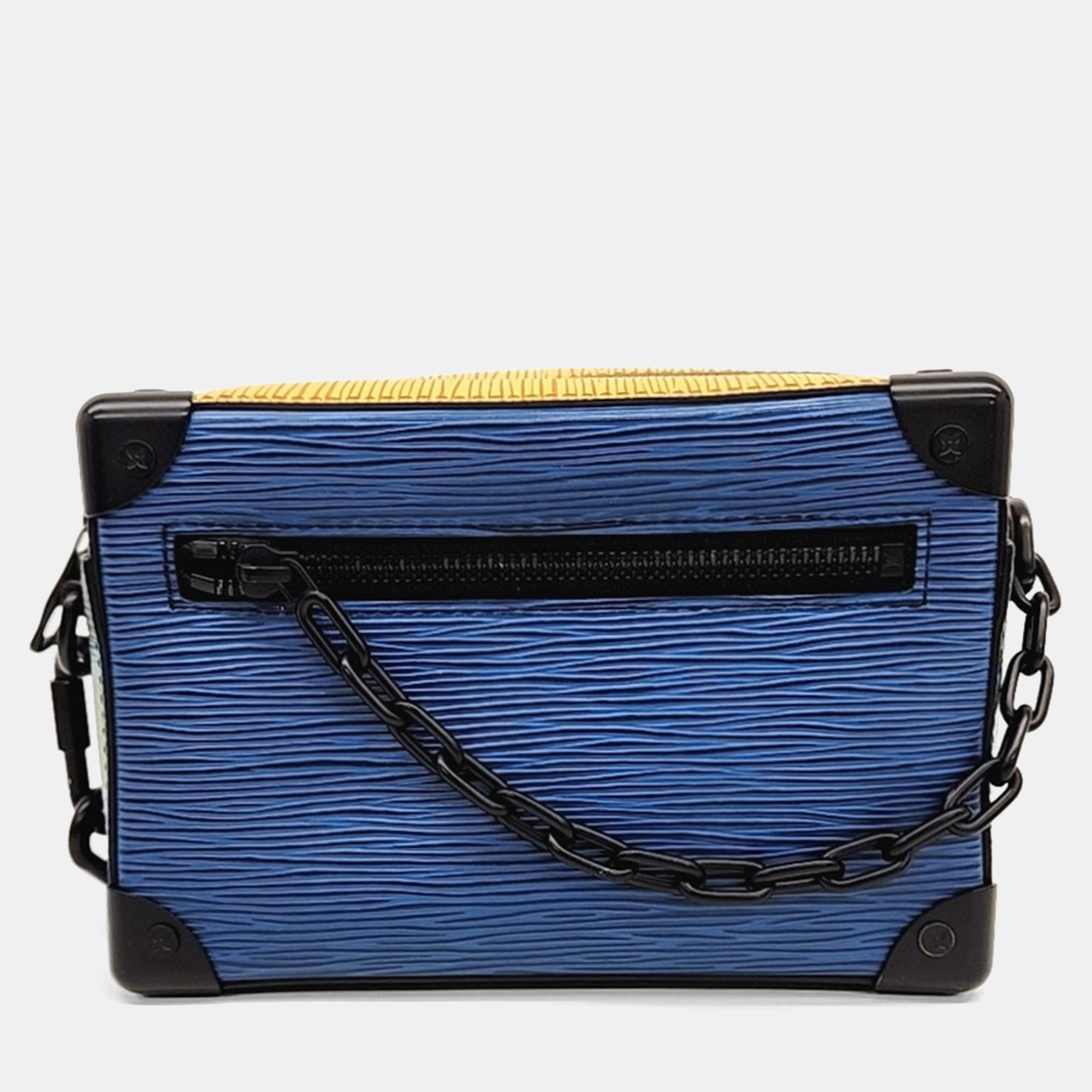 

Louis Vuitton Black Blue Leather Epi Mini Soft Trunk Crossbody Bag