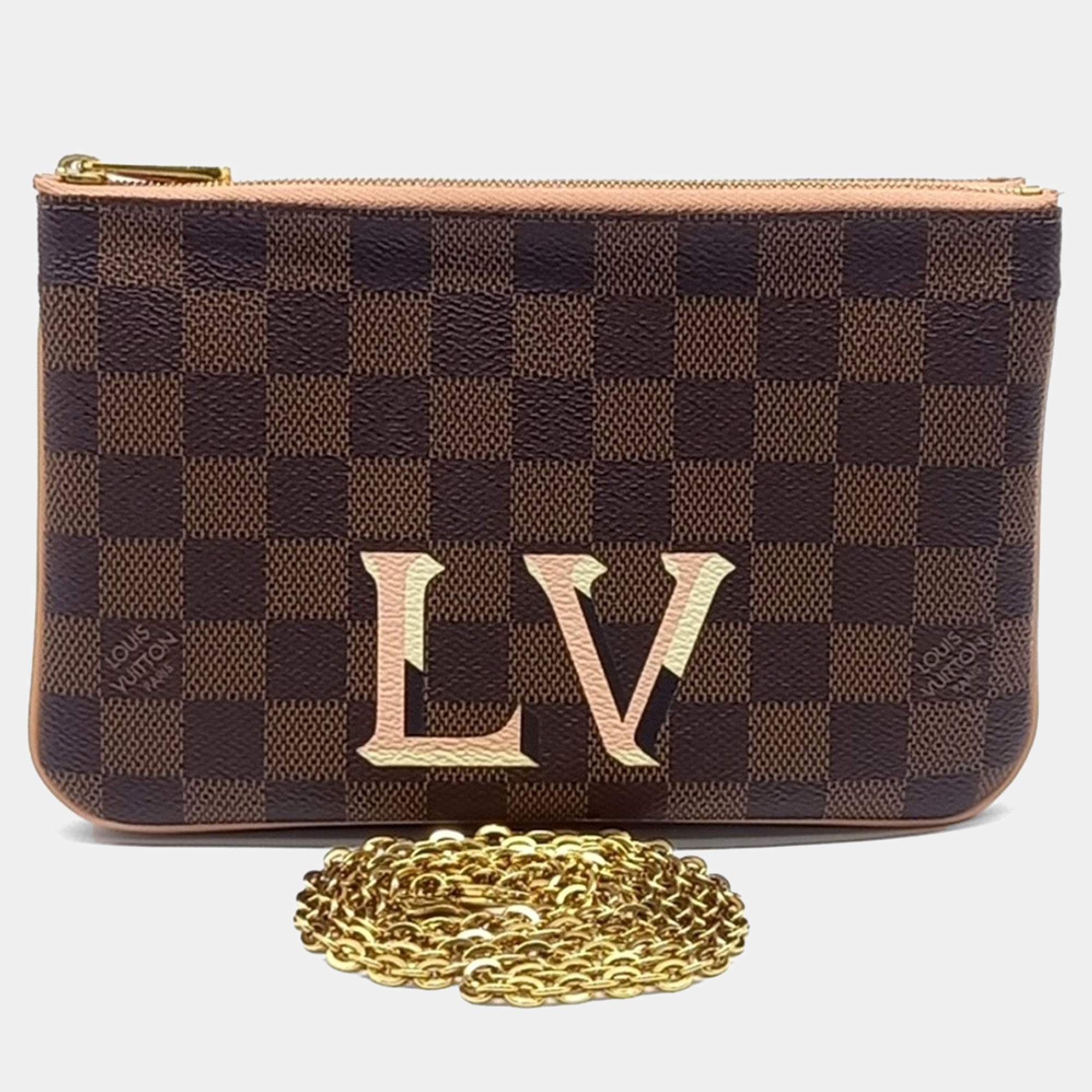 

Louis Vuitton Damier Pochette Double Zip Brown Damier Ebene Canvas Crossbody Bag