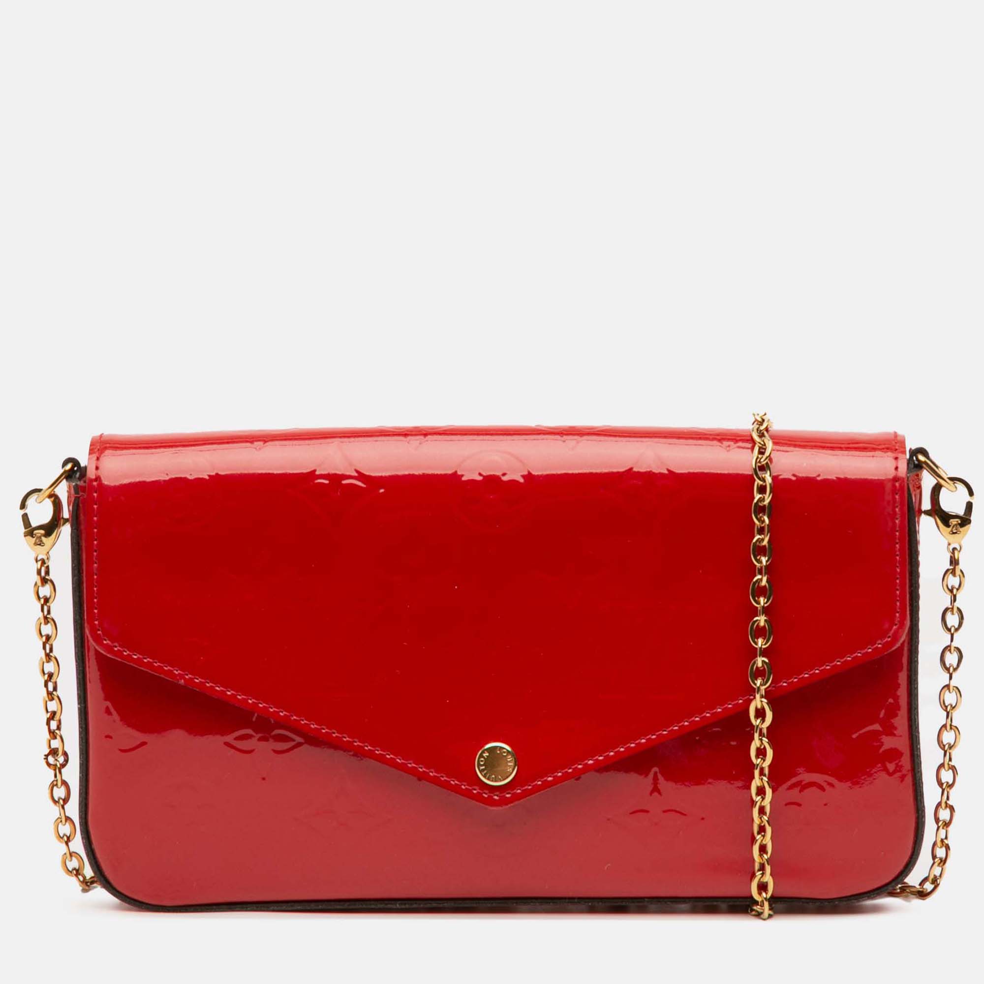 

Louis Vuitton Red Monogram Vernis Pochette Felicie