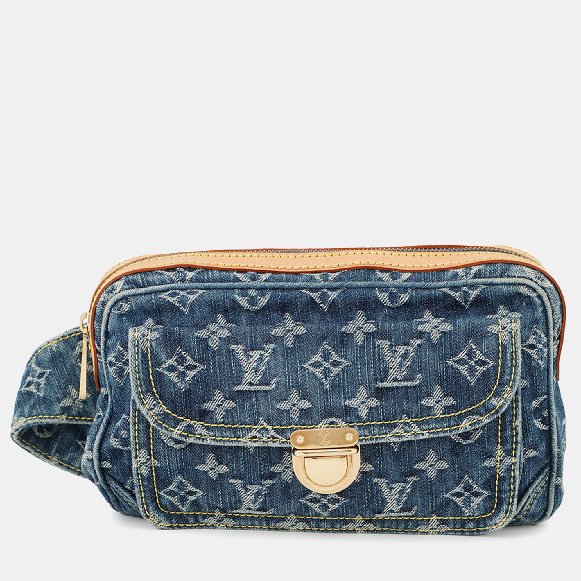 Pre-owned Louis Vuitton Bumbag Blue/yellow Monogram Denim