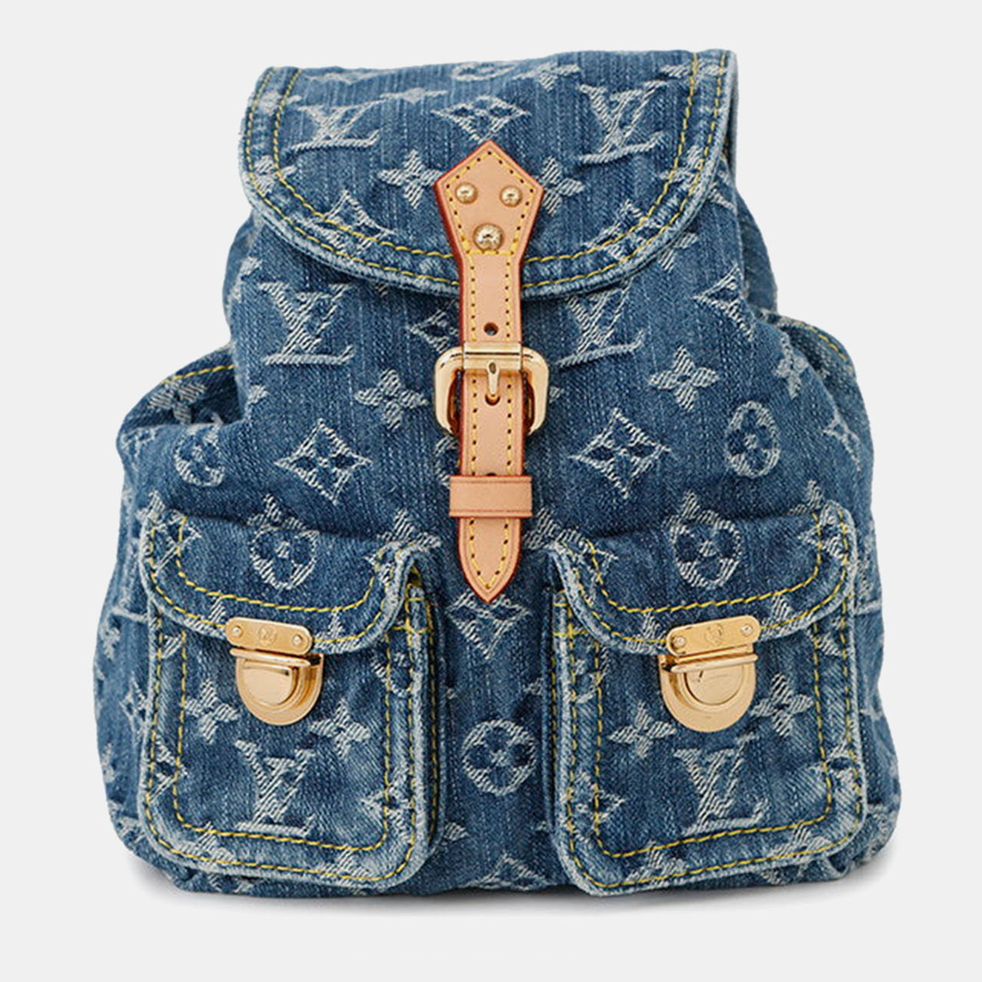 LOUIS VUITTON Pre-owned Sac Ad Blue/yellow Monogram Denim Size Pm