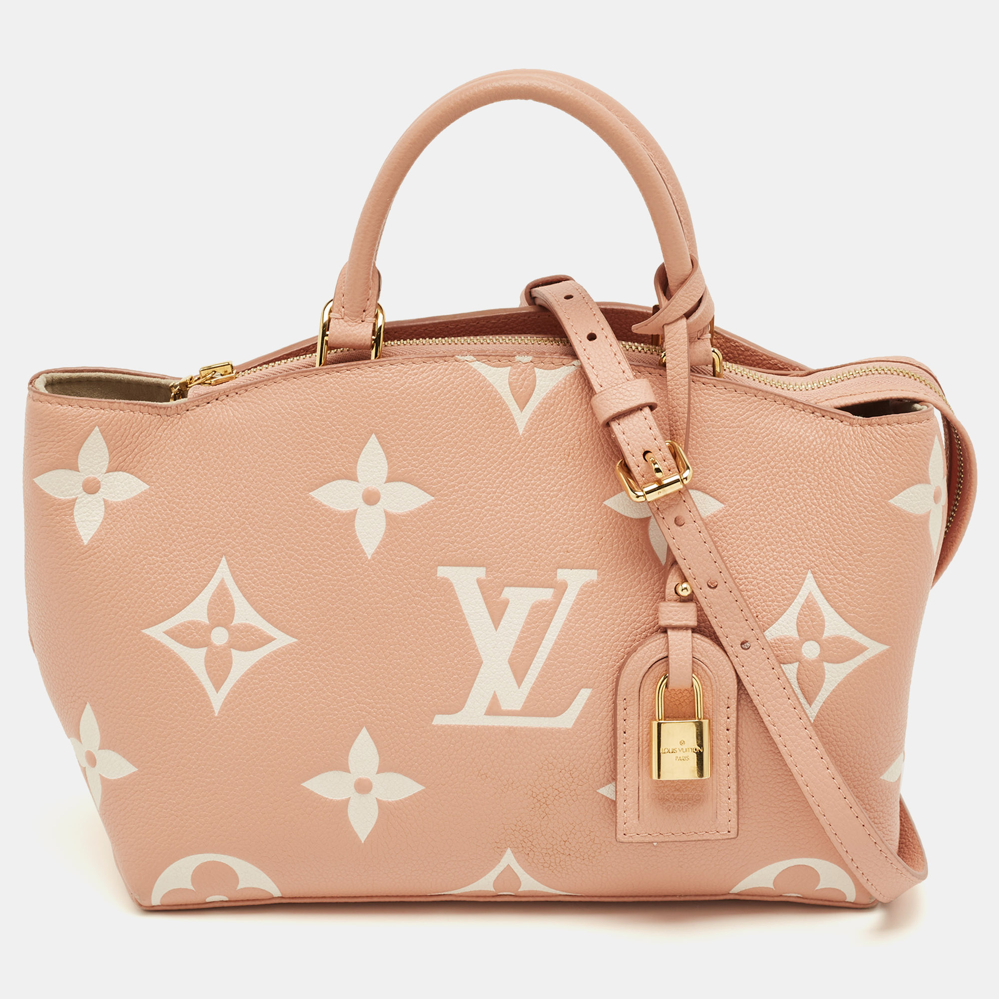 

Louis Vuitton Rose Trianon Monogram Giant Empreinte Leather Petit Palais Bag, Pink