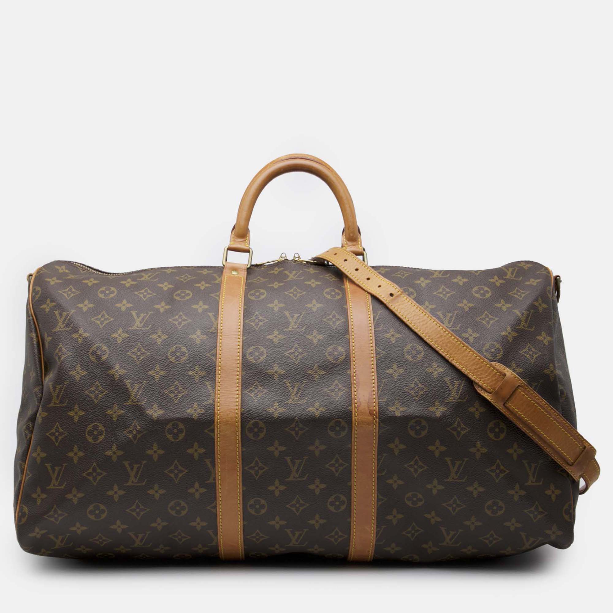 

Louis Vuitton Brown Monogram Keepall Bandouliere 55