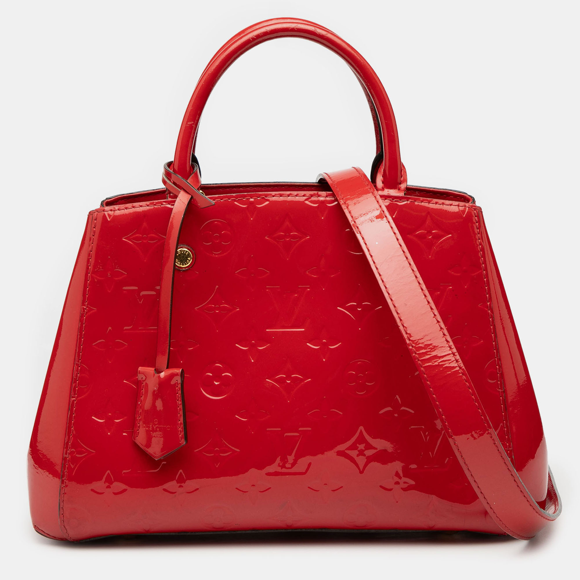 Pre-owned Louis Vuitton Red Monogram Vernis Montaigne Bb
