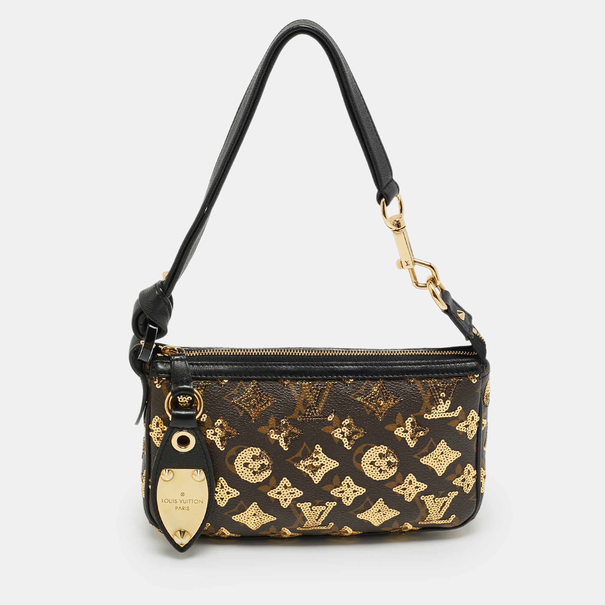 

Louis Vuitton Pochette Accessoires Black Monogram Eclipse Sequins Bag, Brown