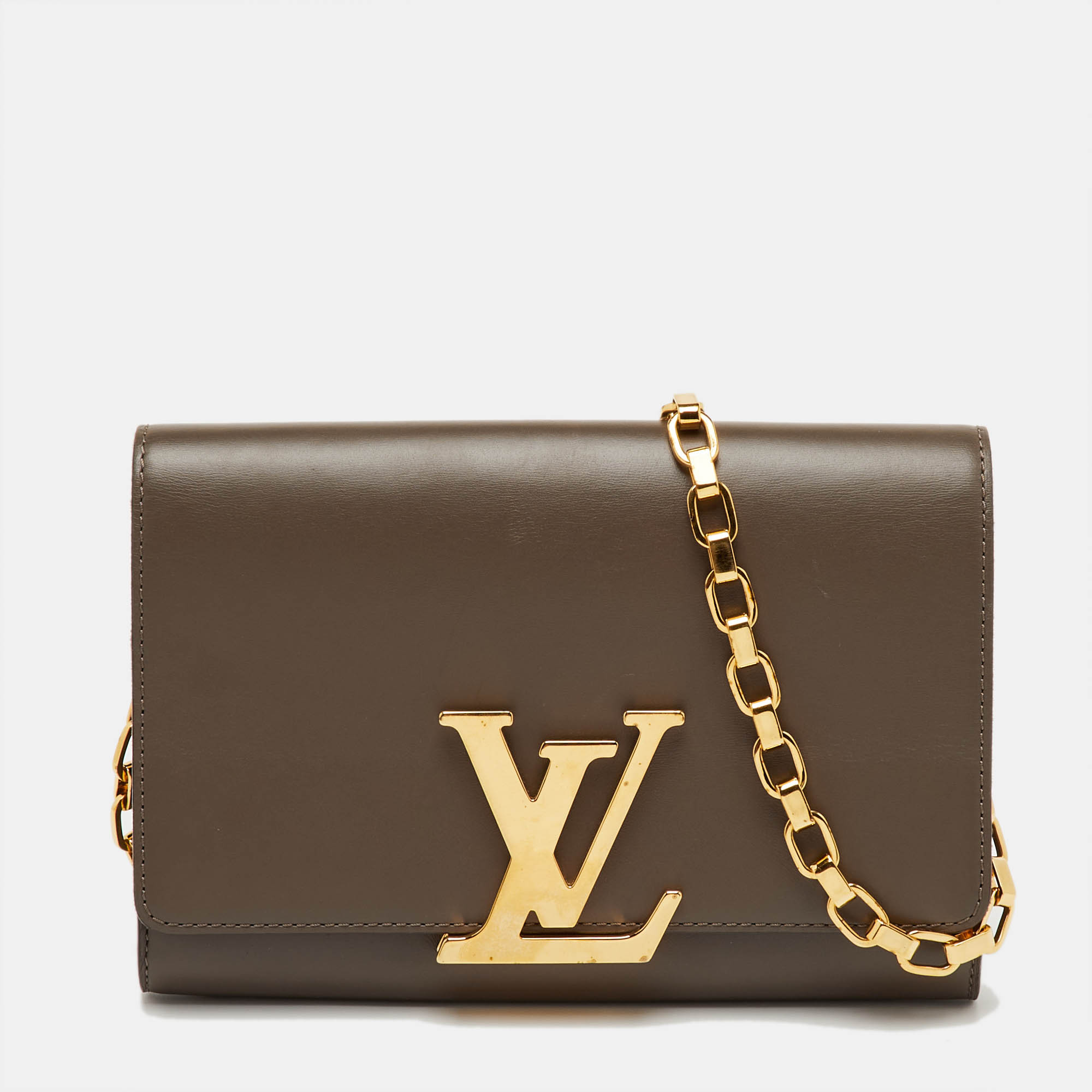 LOUIS VUITTON Pre-owned Brown Leather Chain Louise Mm Bag