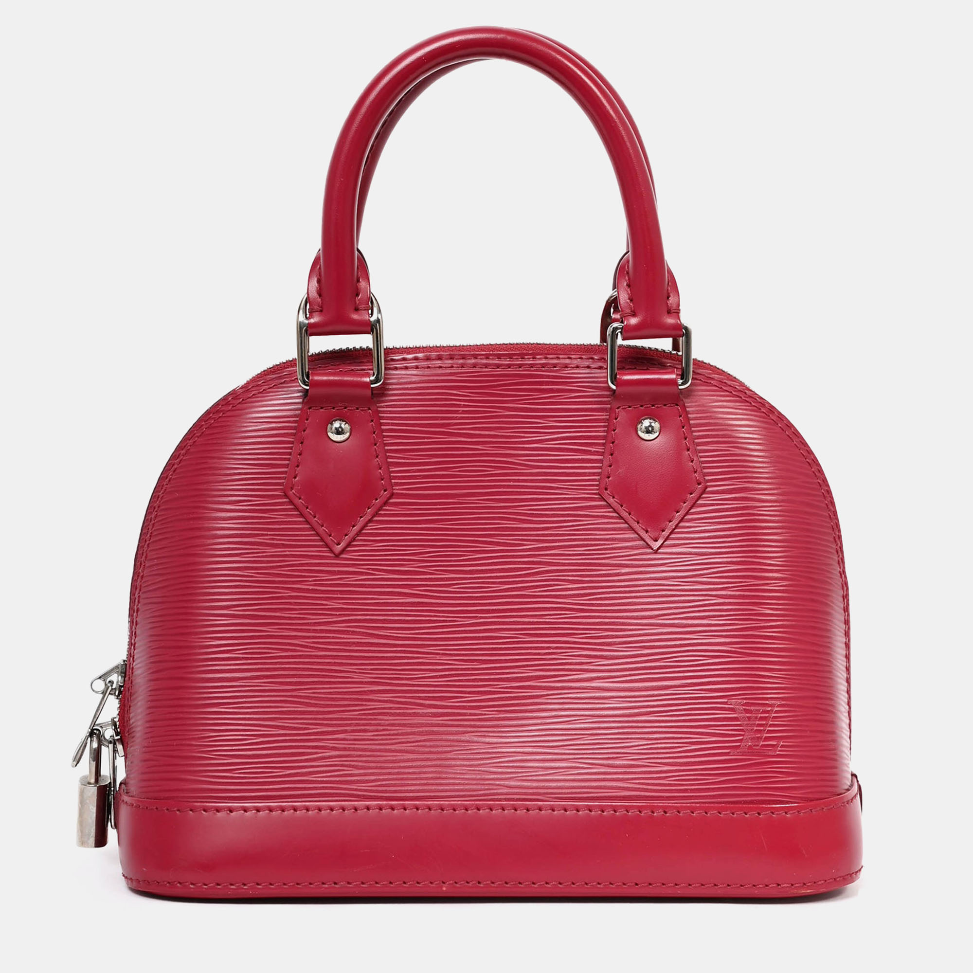 

Louis Vuitton 2014 Raspberry Red Epi Leather Alma BB Top Handle with Strap