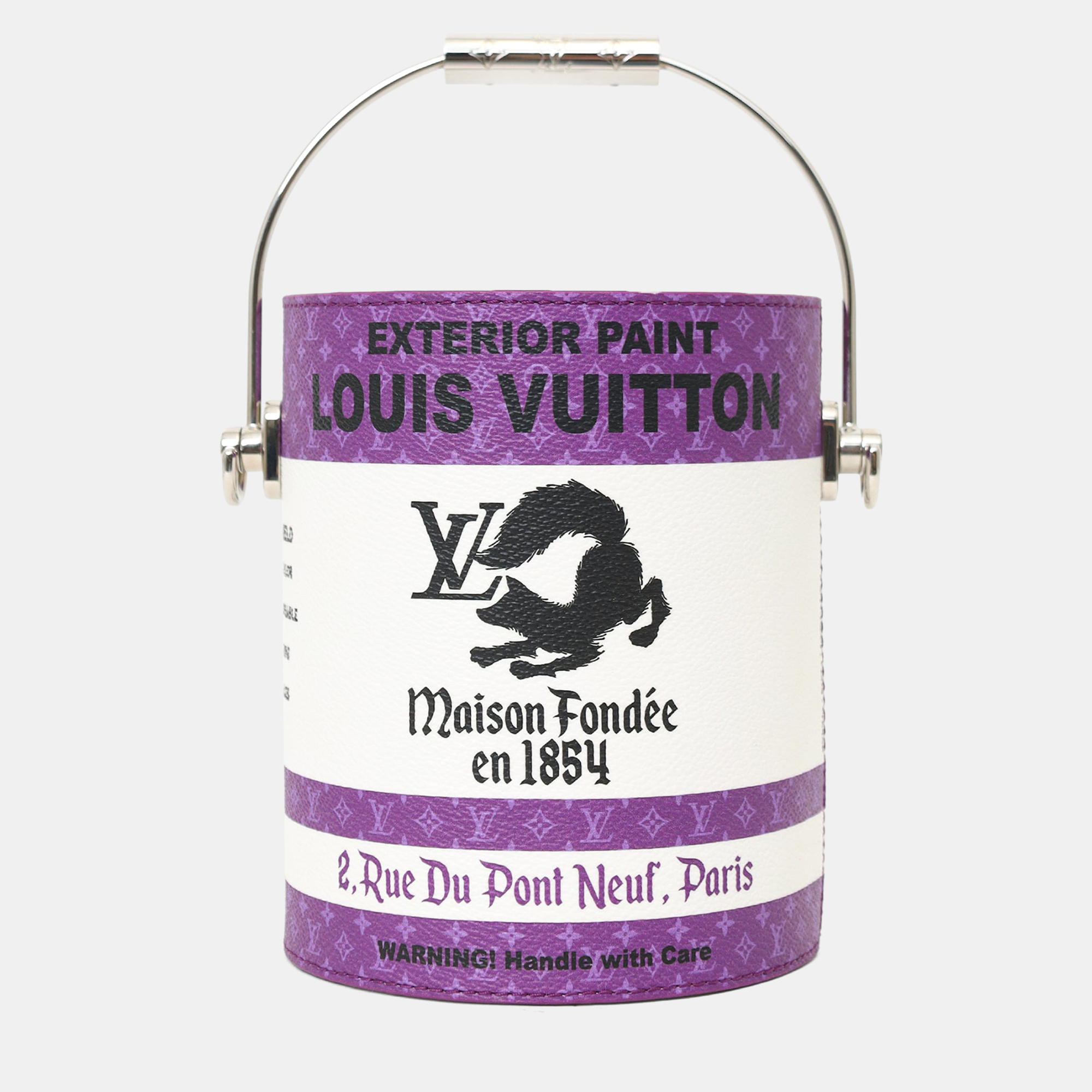 

Louis Vuitton White/Purple Leather Paint Can Top Handle With Strap