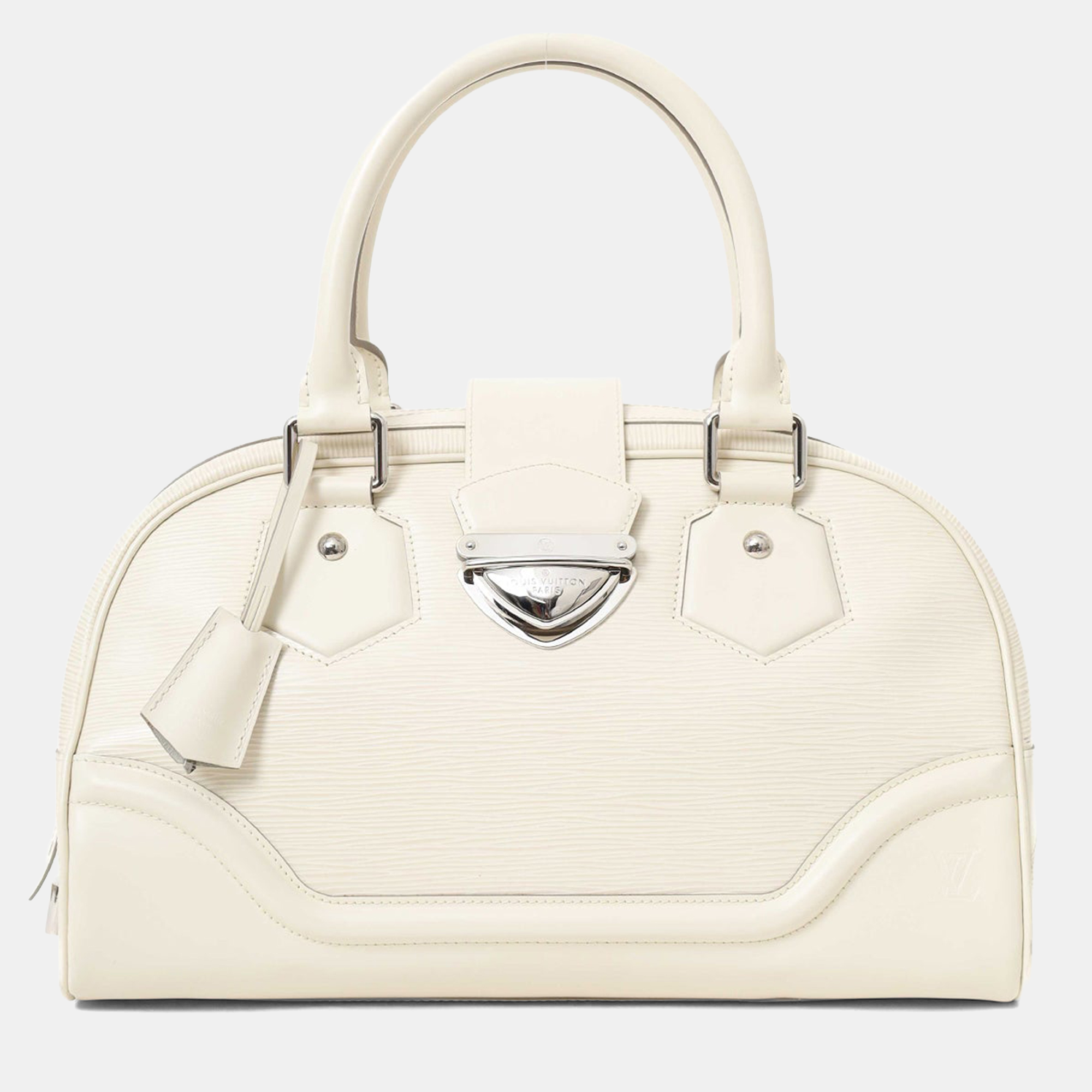 

Louis Vuitton White Epi Montaigne GM Bowling Bag