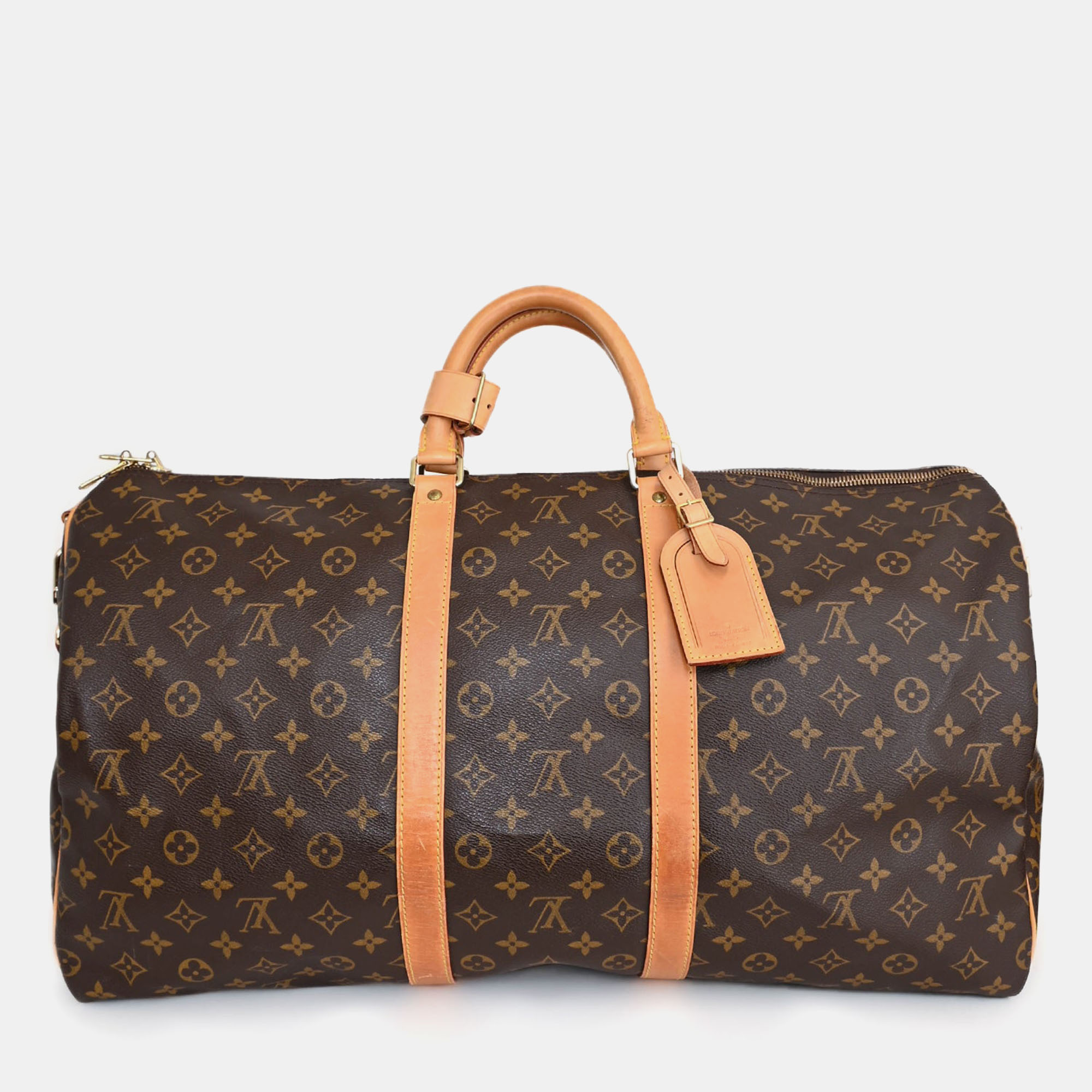 

Louis Vuitton 1998 Monogram Canvas/Leather Keepall Bandouliere 55 with Strap, Brown