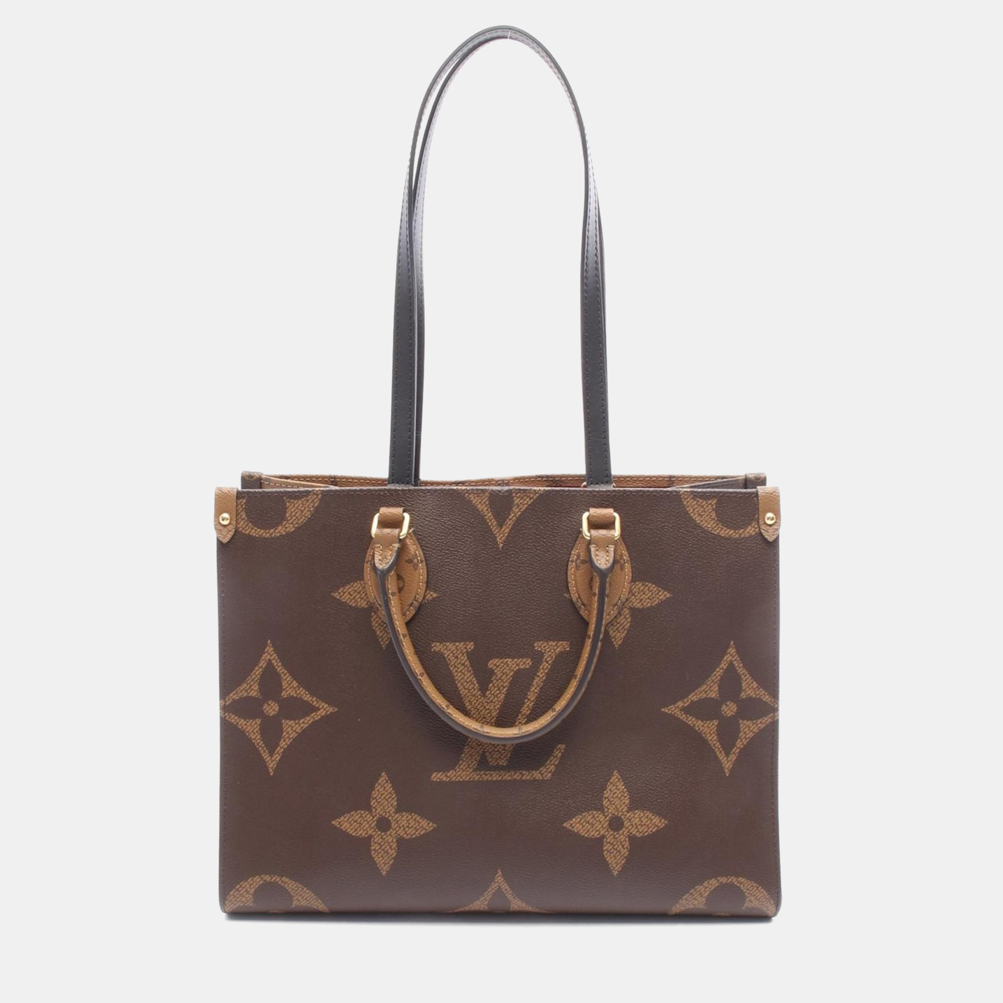 Pre-owned Louis Vuitton On The Go Mm Brown Monogram Giant Reverse Canvas Tote Bag