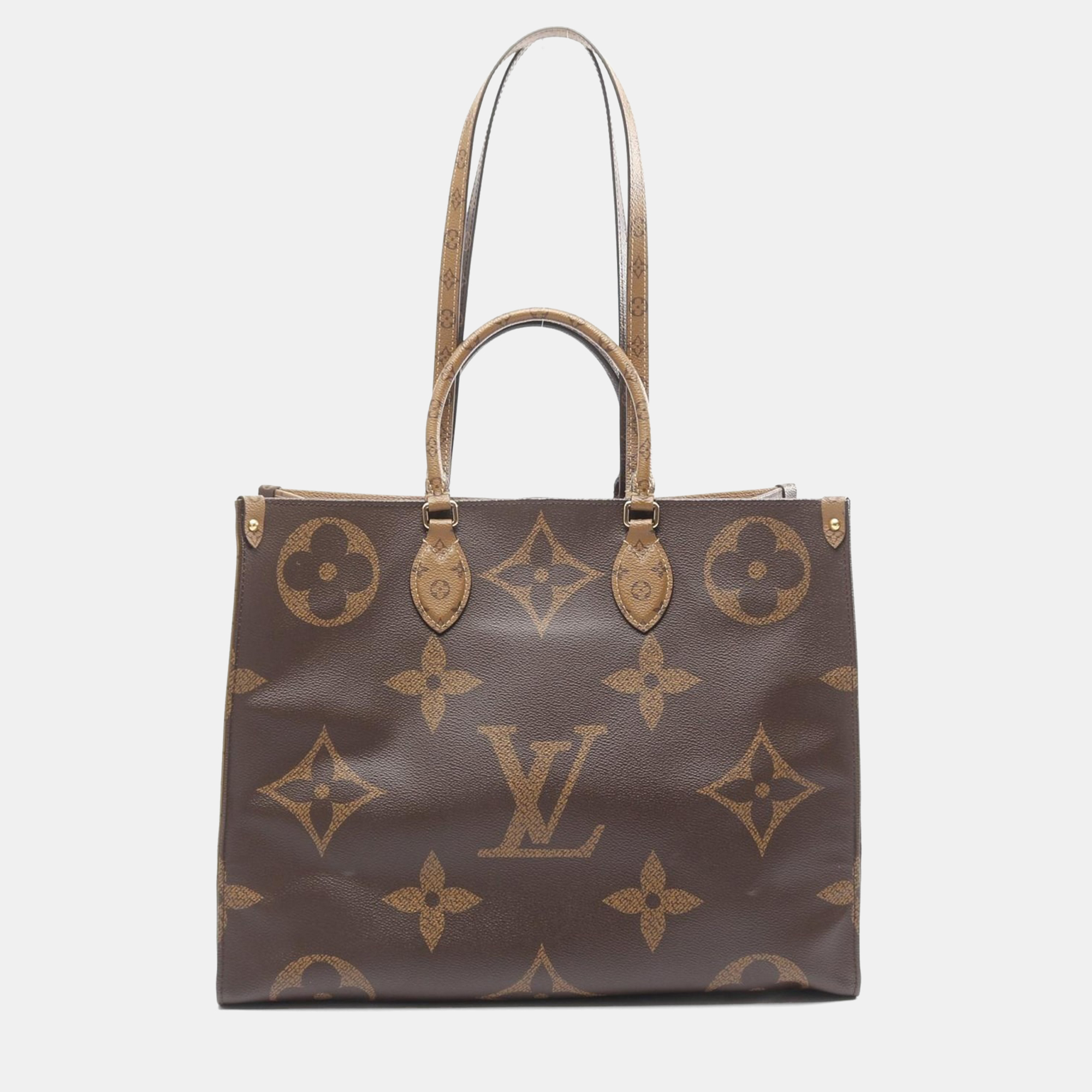 Pre-owned Louis Vuitton On The Go Gm Brown Monogram Giant Reverse Canvas Tote Bag