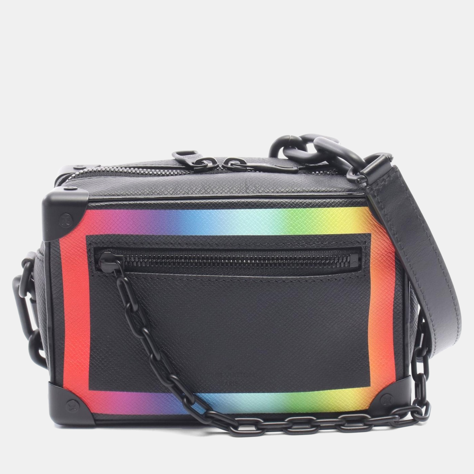 

Louis Vuitton Mini Soft Trunk Noir Taiga Rainbow Leather Crossbody Bag, Multicolor
