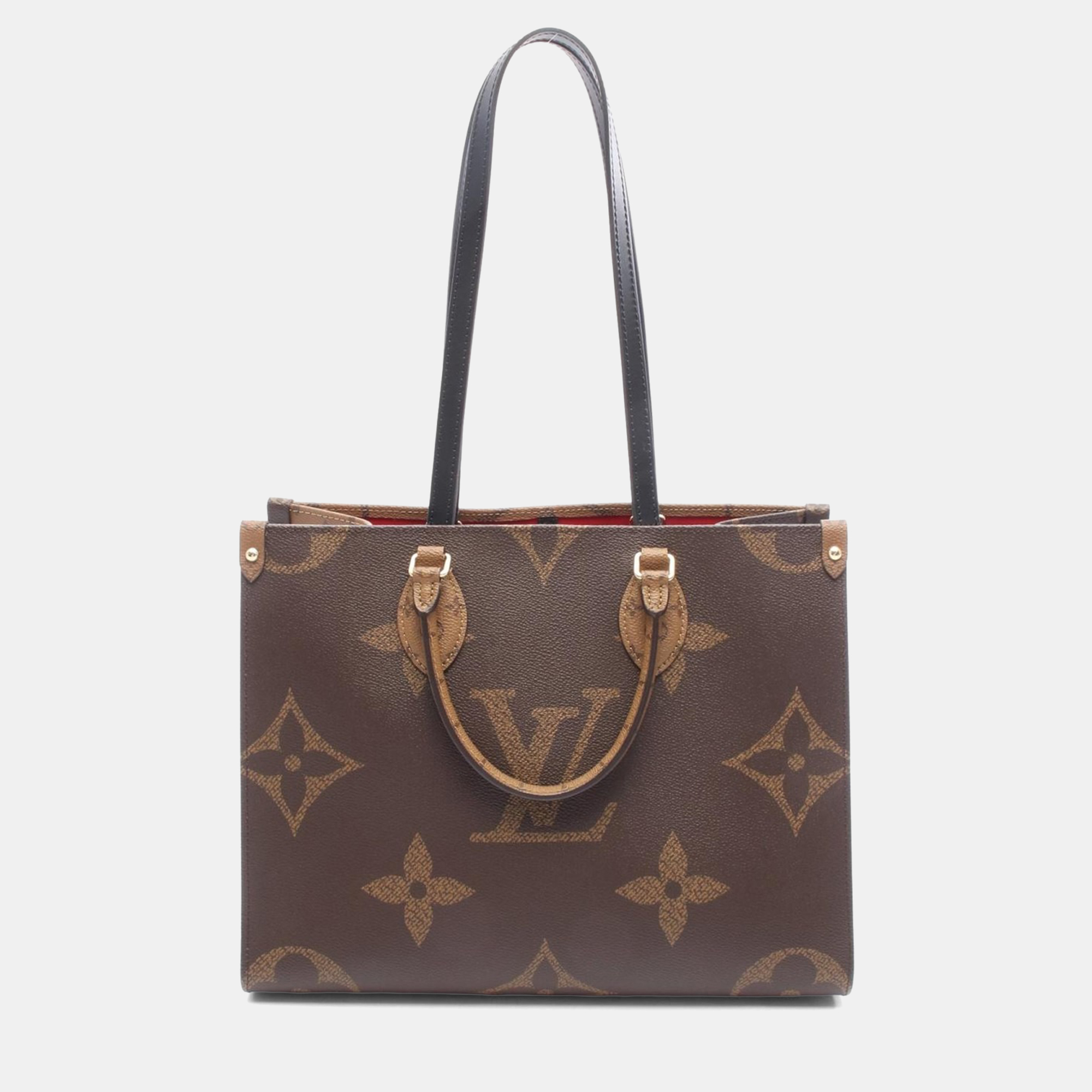 Pre-owned Louis Vuitton On The Go Mm Brown Monogram Giant Reverse Canvas Tote Bag