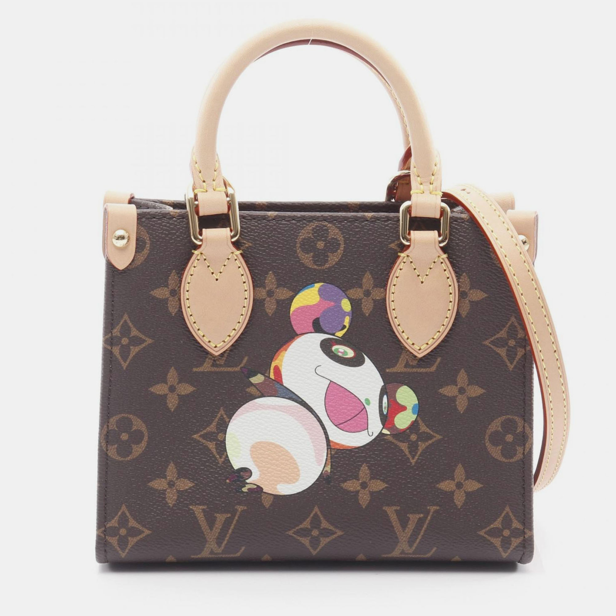 

Louis Vuitton Takashi Murakami OnTheGo BB White Monogram Panda Canvas Tote Bag, Brown