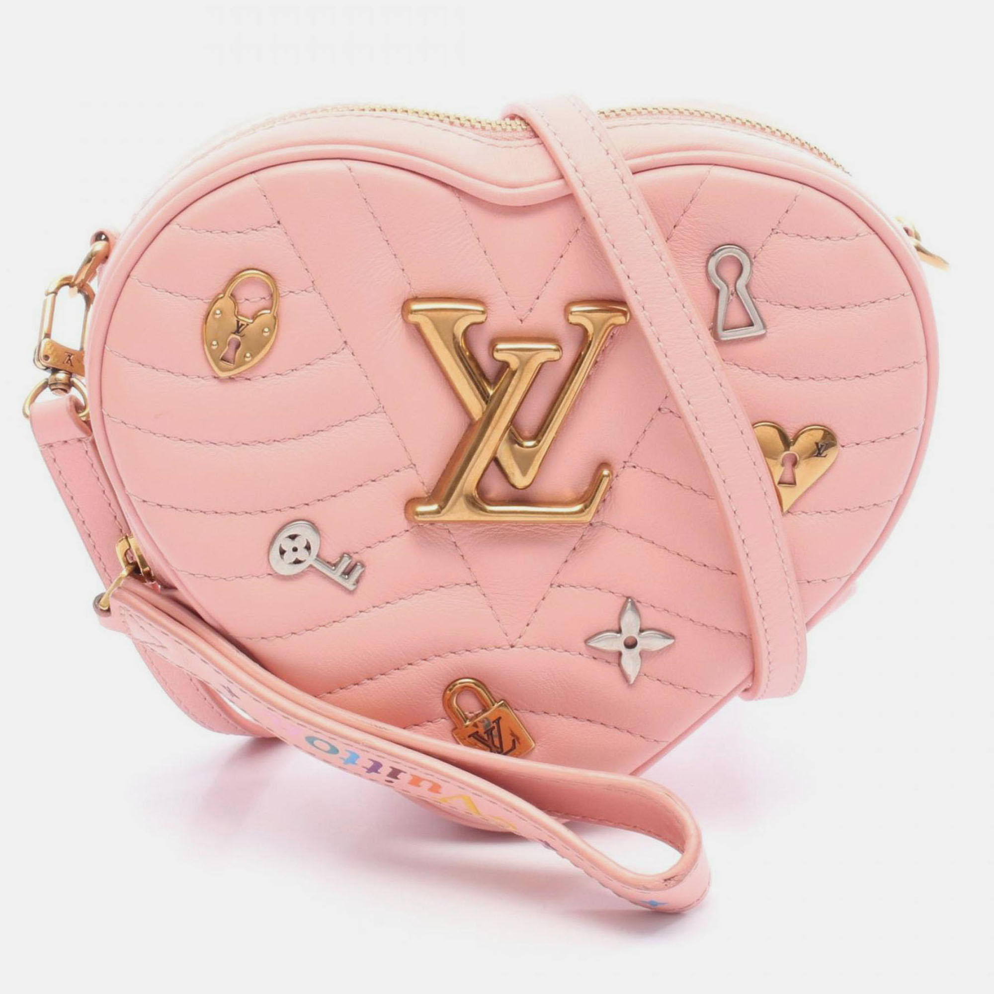 

Louis Vuitton New Wave Heart Bag Love Lock Shoulder Leather Pink