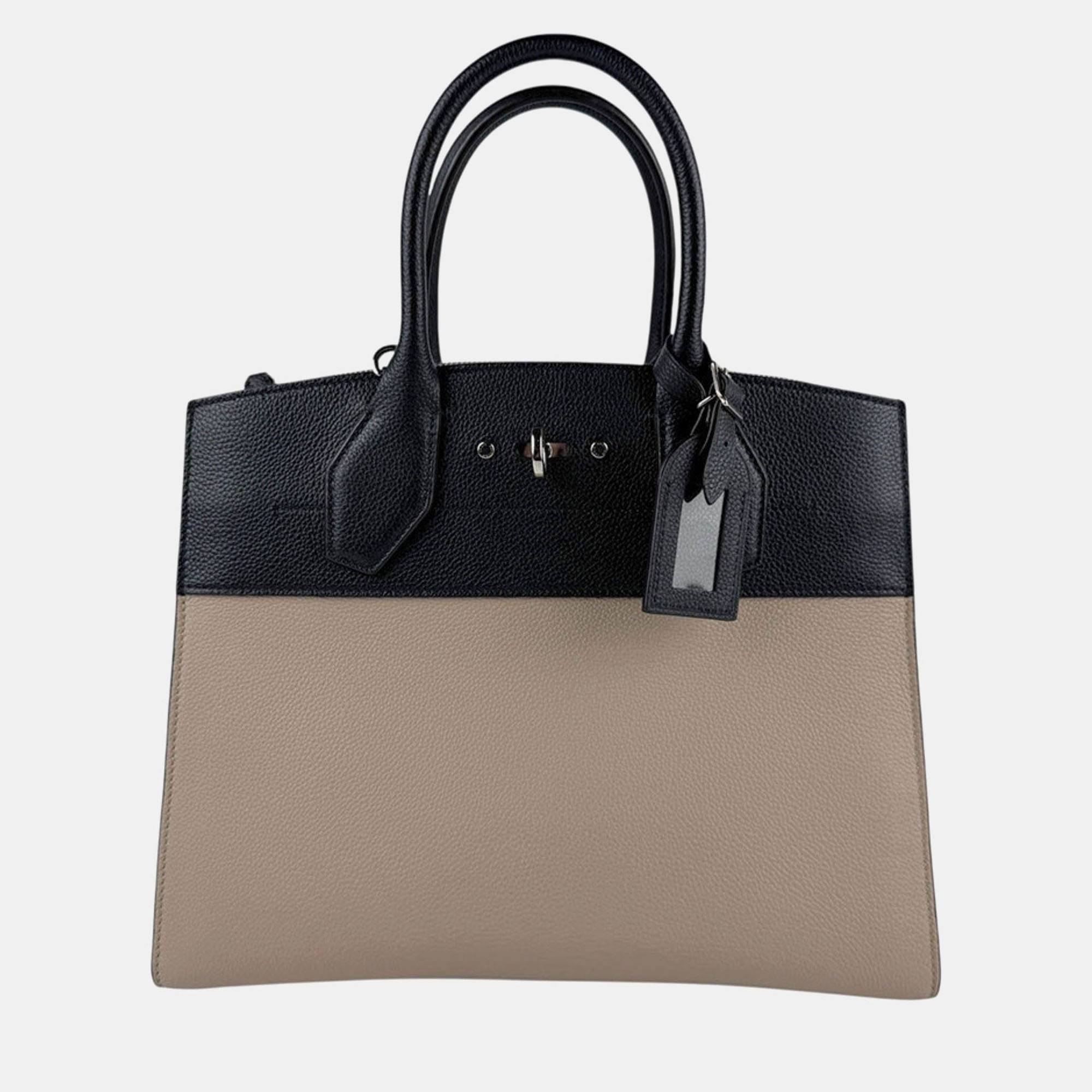 

Louis Vuitton City Steamer MM Handbag Shoulder Bag In Black Greige And Silver